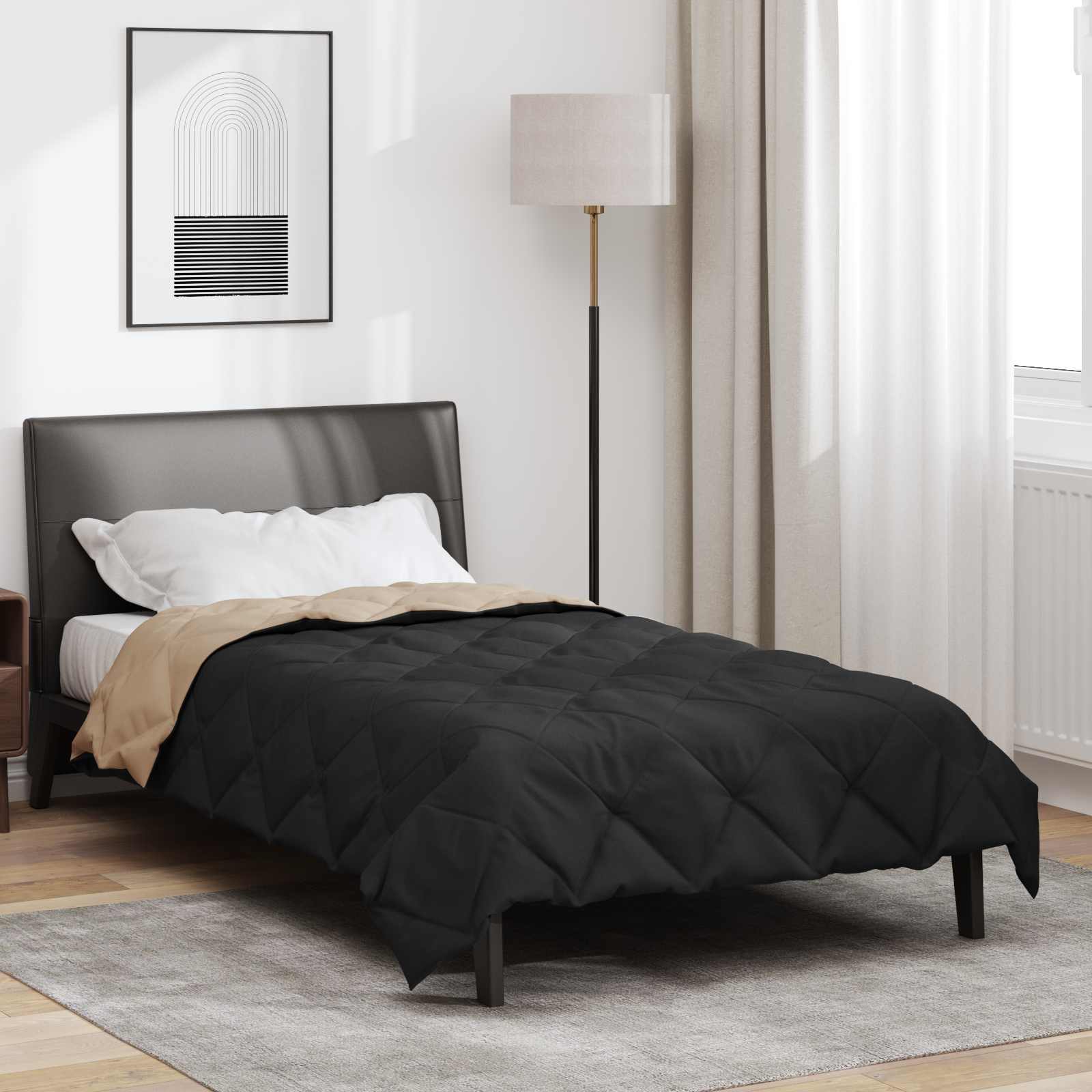 Puni pokrivač za cijelu godinu Crna i taupe 155 x 220 cm