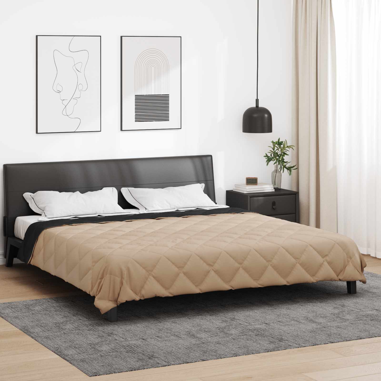 Puni pokrivač za cijelu godinu Crna i taupe 220 x 260 cm
