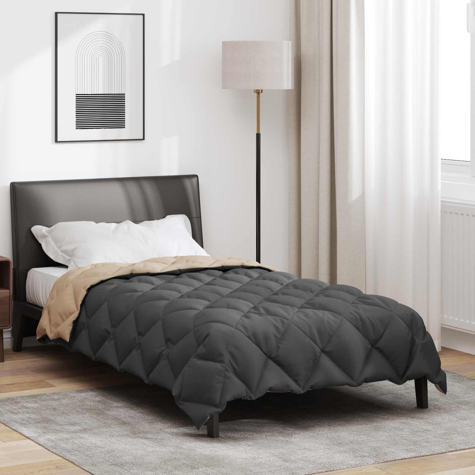 Zimska pokrivača Antracit i taupe 140 x 200 cm Mikrovlakna
