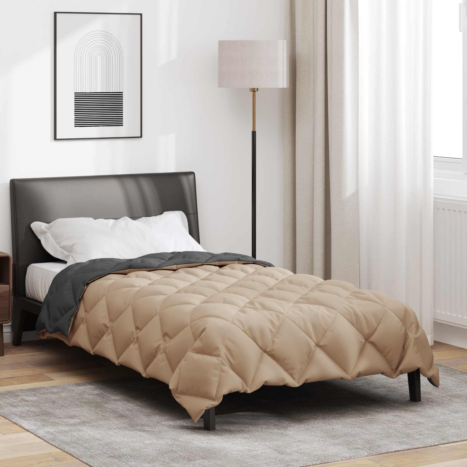 Zimska pokrivača Antracit i taupe 140 x 200 cm Mikrovlakna