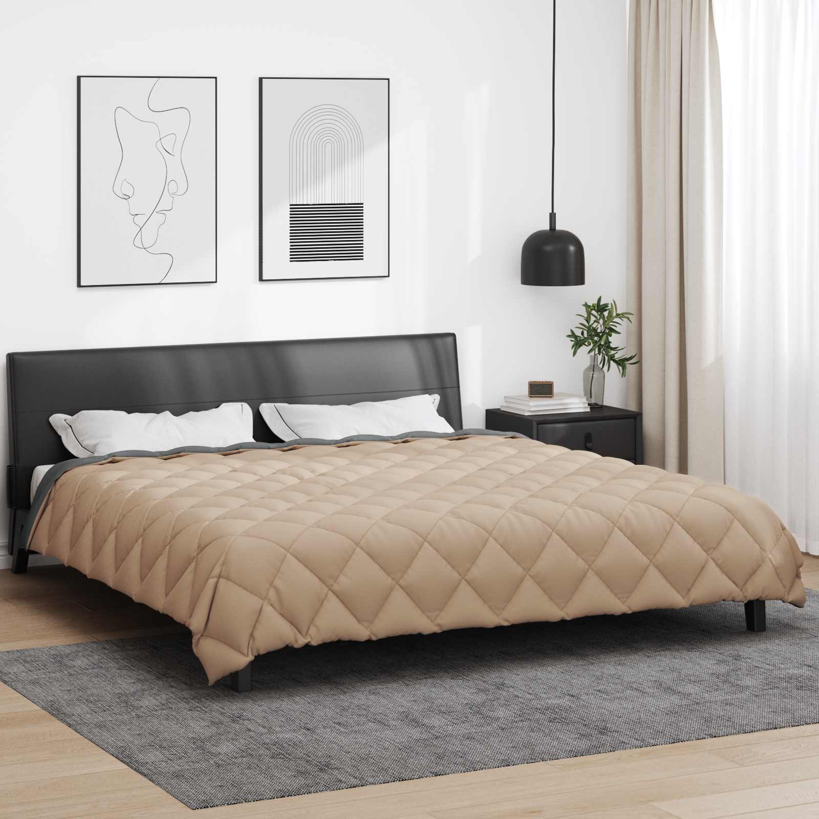 Zimska pokrivača Antracit i taupe 220 x 240 cm Mikrovlakna