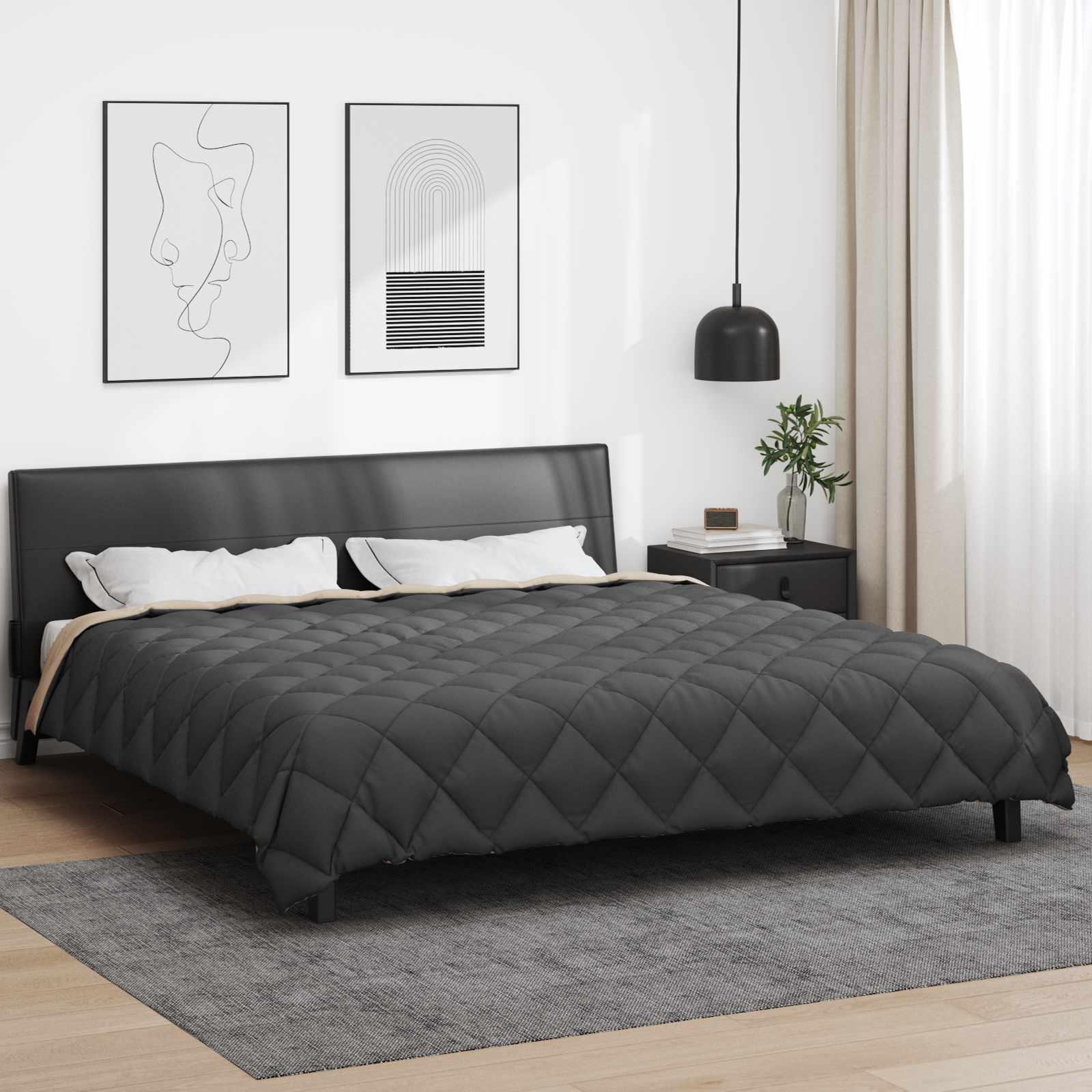 Zimska pokrivača Antracit i taupe 240 x 260 cm Mikrovlakna