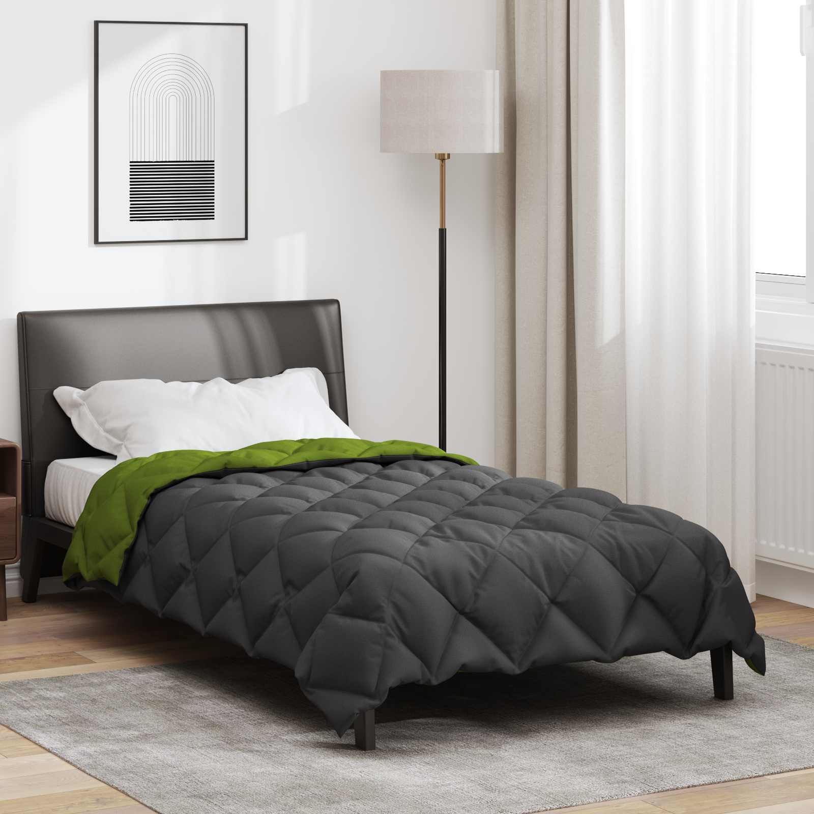 Zimska pokrivača Zelena i antracit 155 x 220 cm Mikrovlakna
