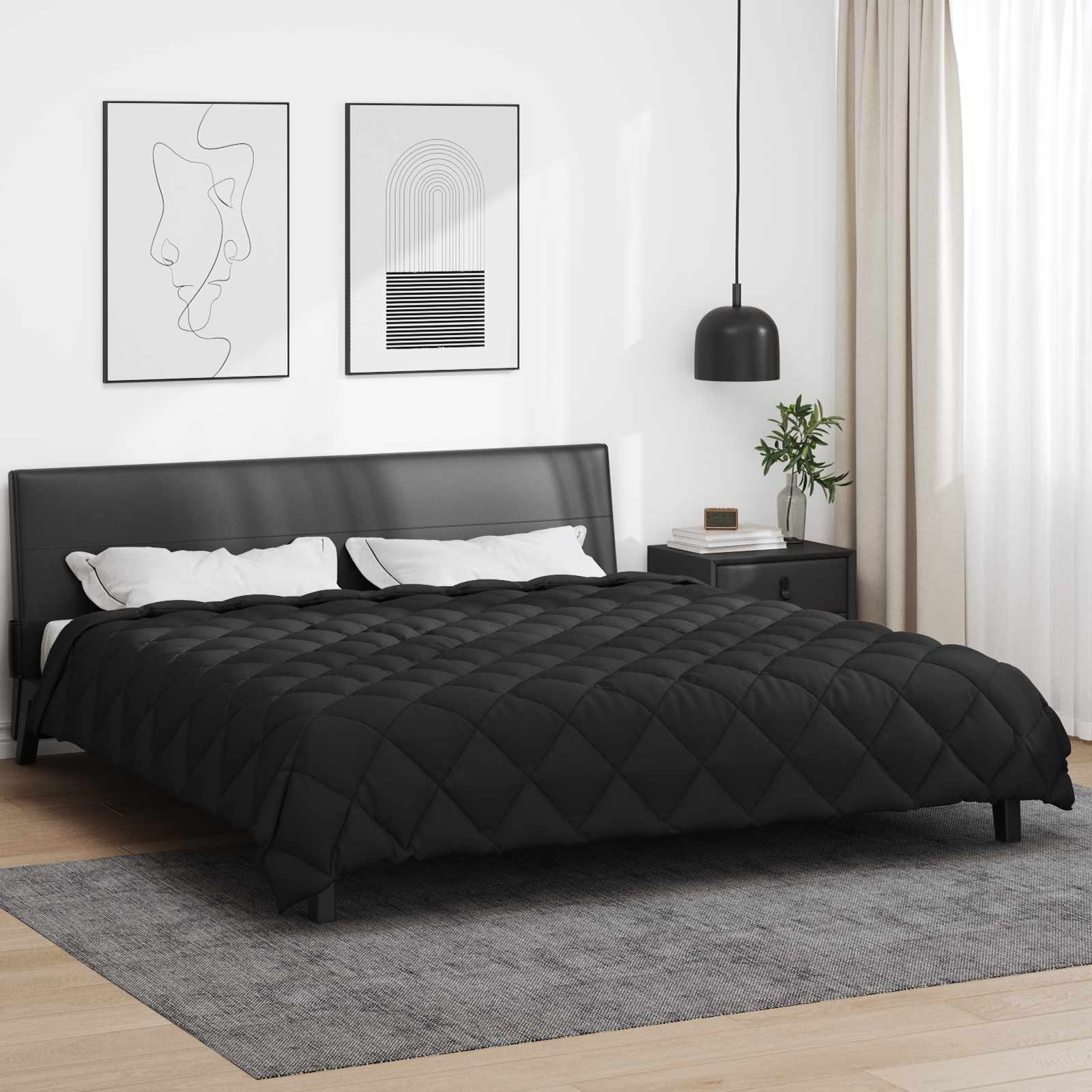Zimska pokrivača Crna 240 x 260 cm Mikrovlakna