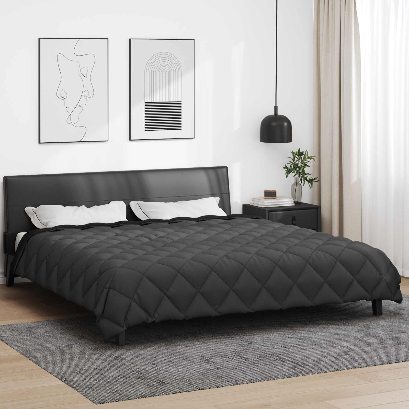 Zimska pokrivača Crna i antracit 200 x 200 cm Mikrovlakna