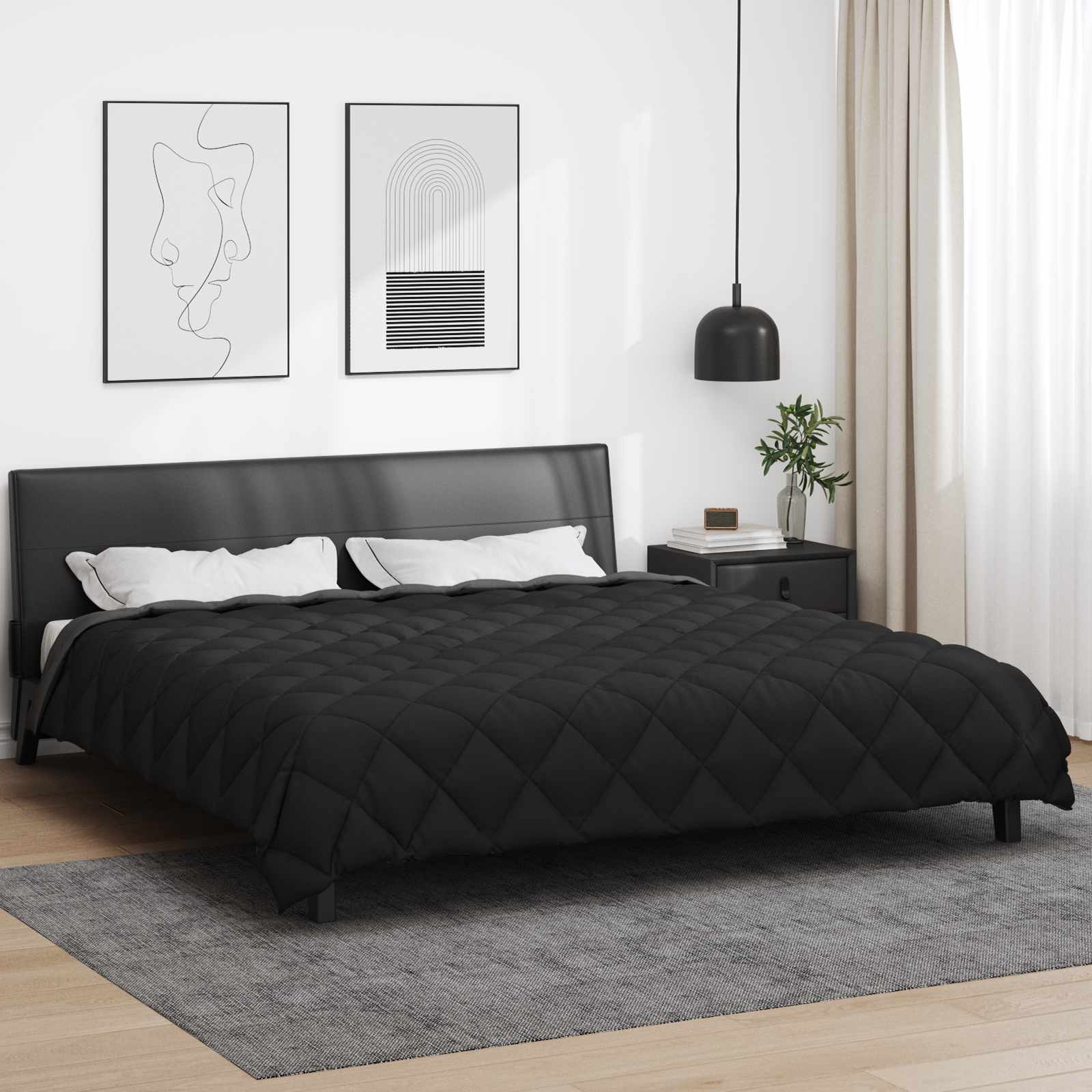 Zimska pokrivača Crna i antracit 200 x 200 cm Mikrovlakna