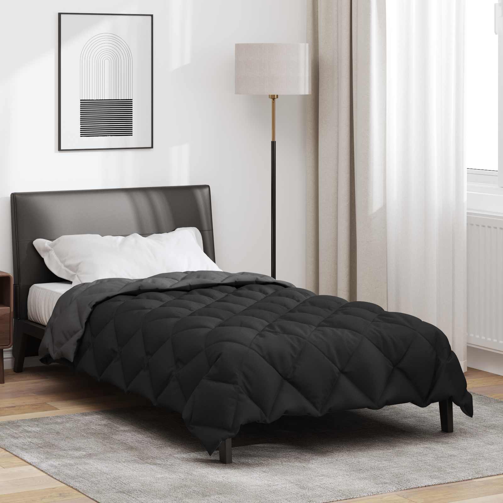 Zimska pokrivača Crna i antracit 135 x 220 cm Mikrovlakna