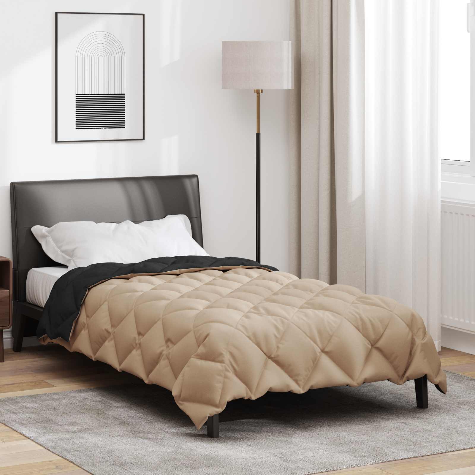 Zimska pokrivača Crna i taupe 140 x 200 cm Mikrovlakna