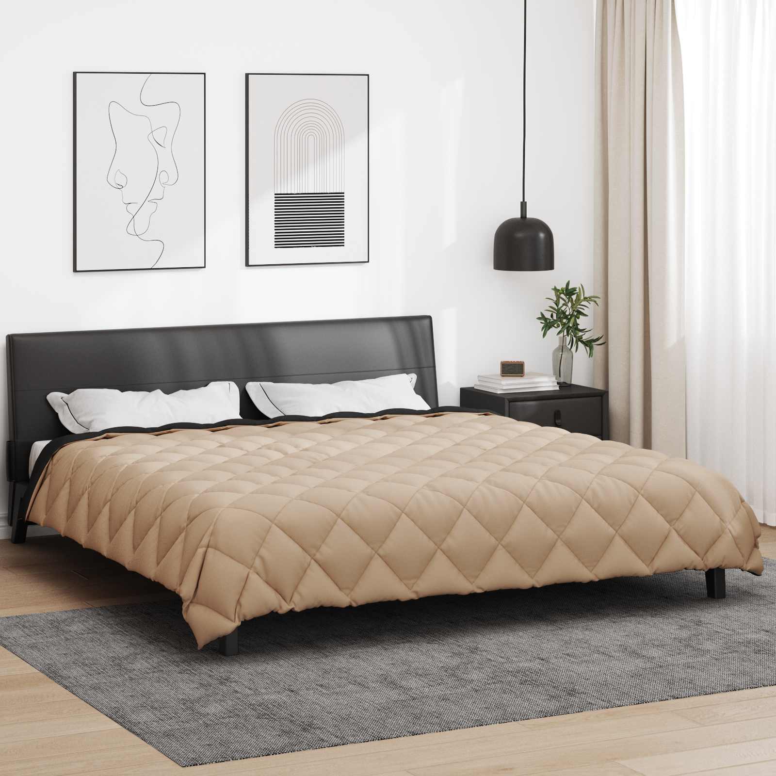 Zimska pokrivača Crna i taupe 200 x 220 cm Mikrovlakna