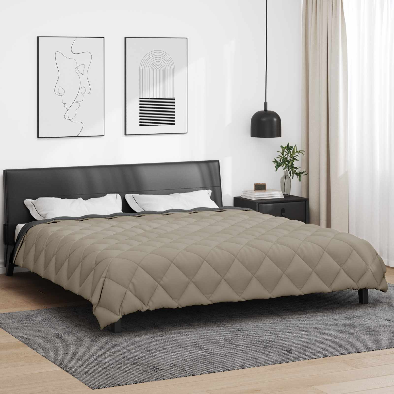 Zimska pokrivača Svijetlo siva i antracit 200 x 200 cm