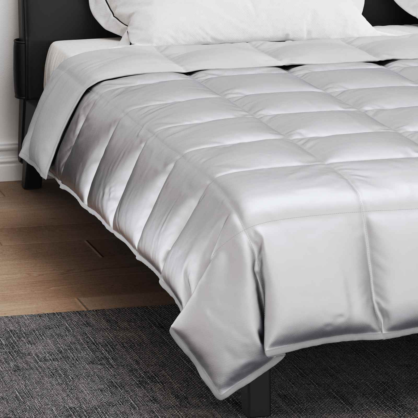 Ljetni pokrivač Srebrno 240 x 260 cm Saten i mikrovlakna