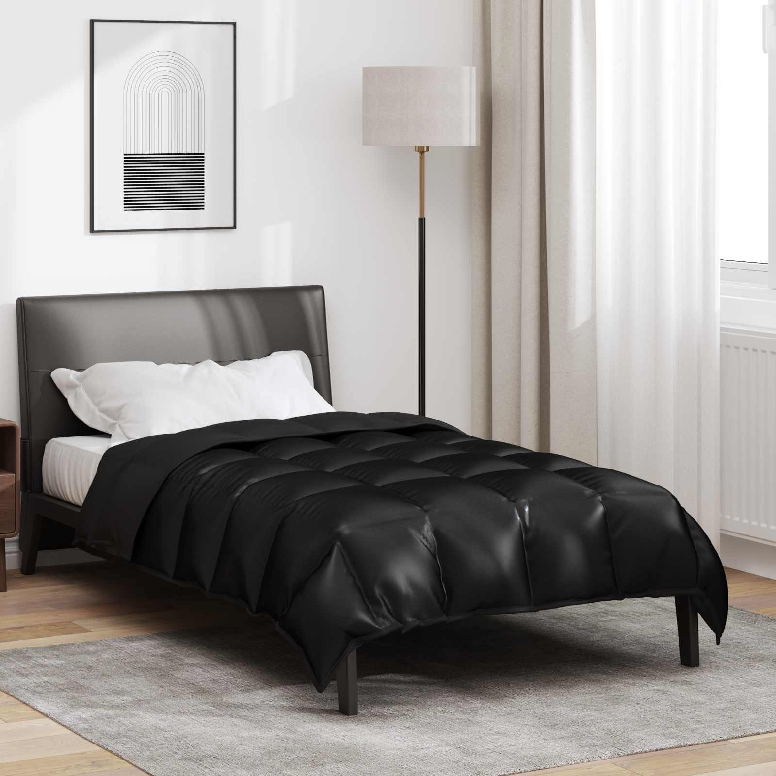 Zimska pokrivača Crna 135 x 220 cm Saten i mikrovlakna