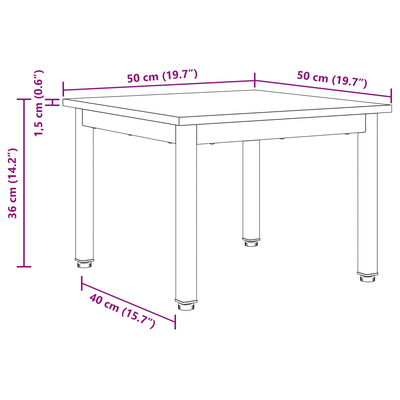 Kava Stol Siva Sonoma 50 x 50 x 36 cm Konstruirano drvo