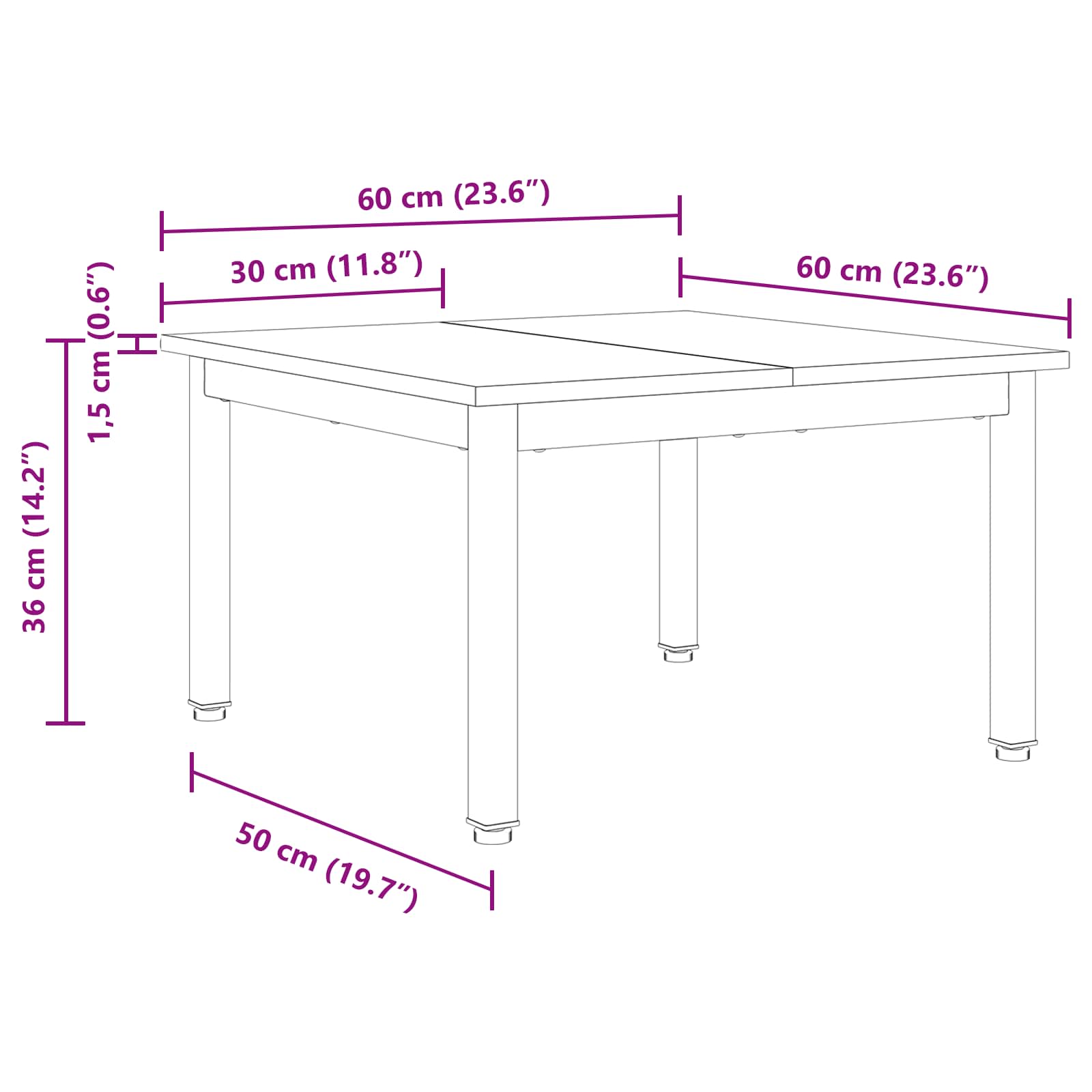 Kava Stol Dimni hrast 60 x 60 x 36 cm Konstruirano drvo