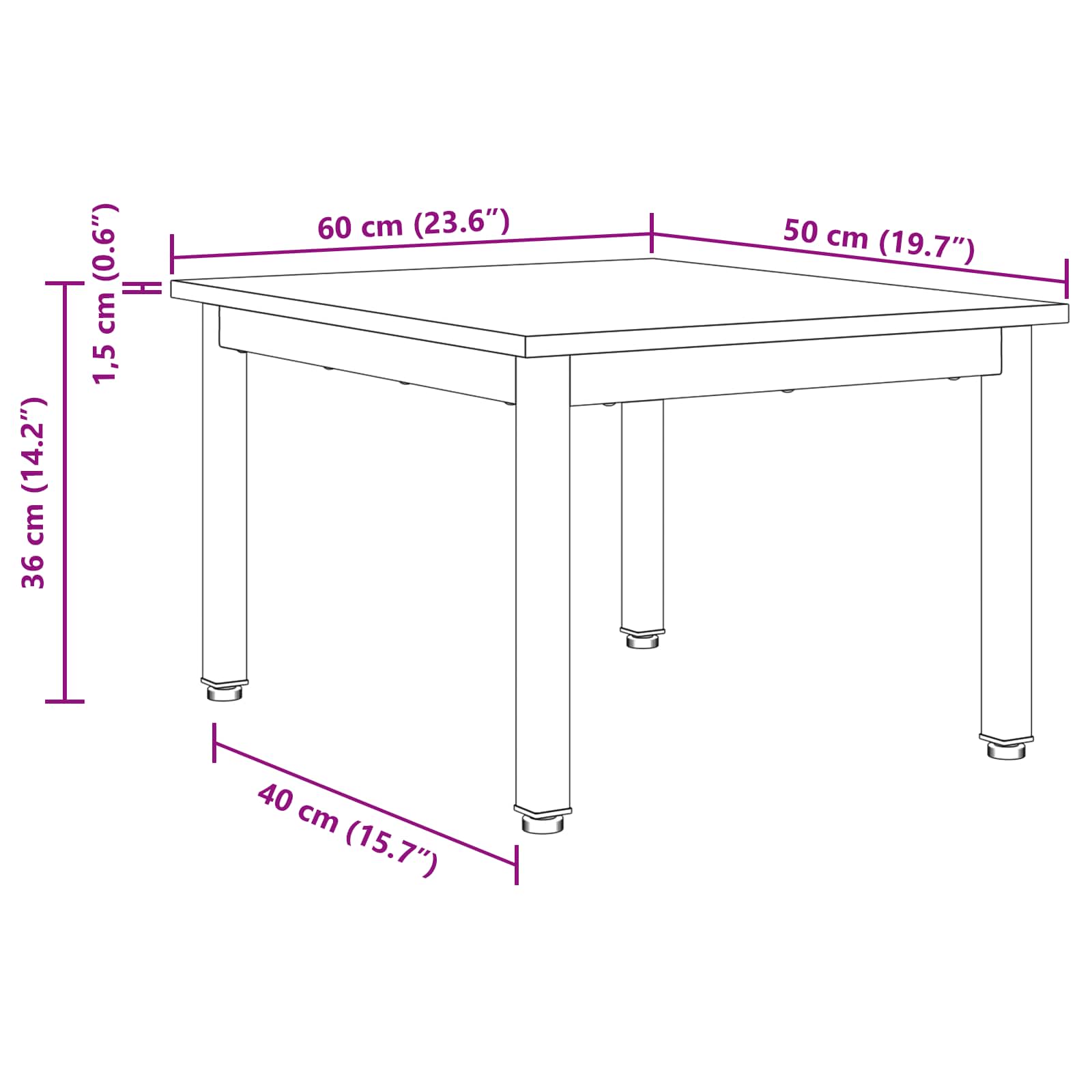Kava Stol Staro drvo 60 x 50 x 36 cm Konstruirano drvo