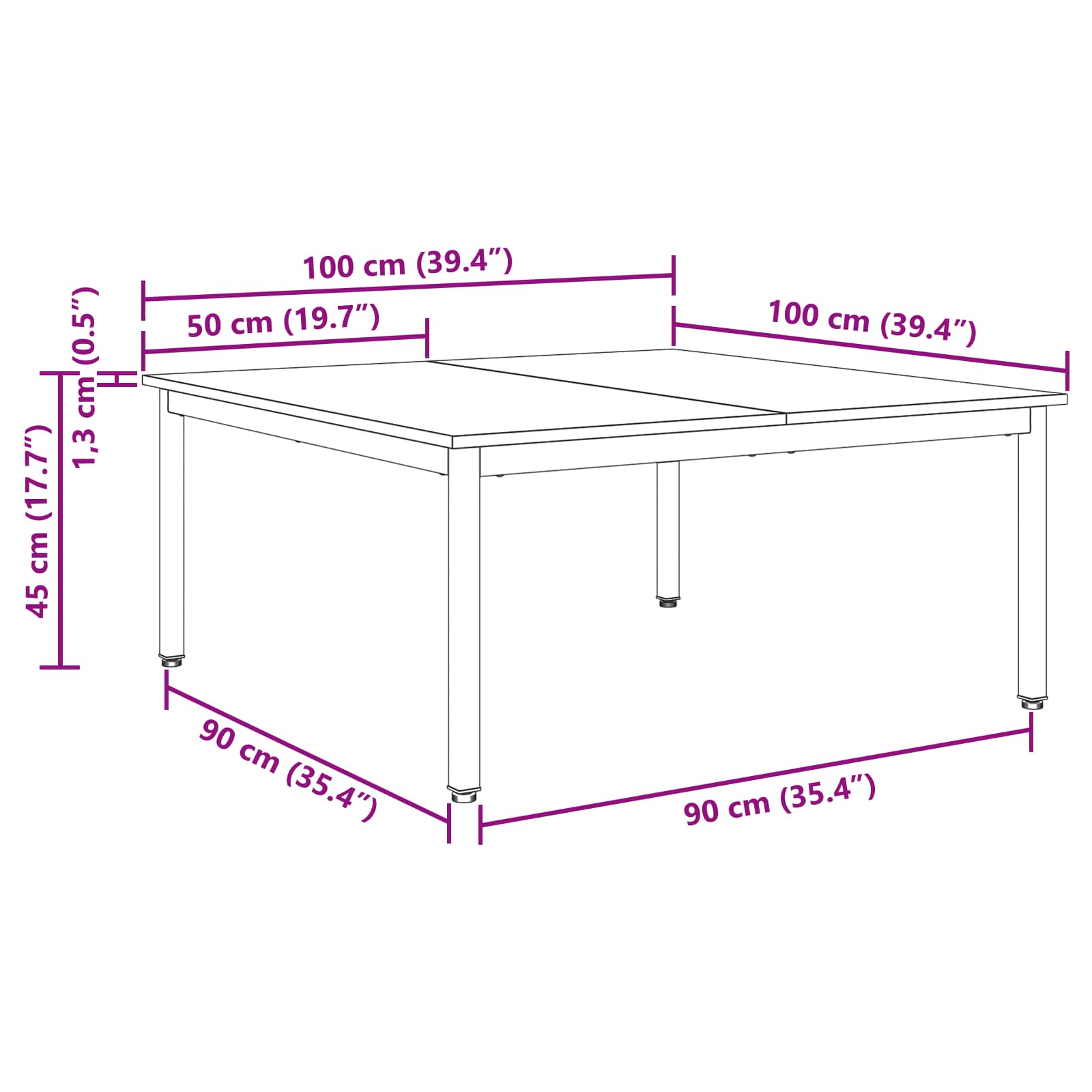 Kava Stol Staro drvo 100 x 100 x 45 cm Konstruirano drvo