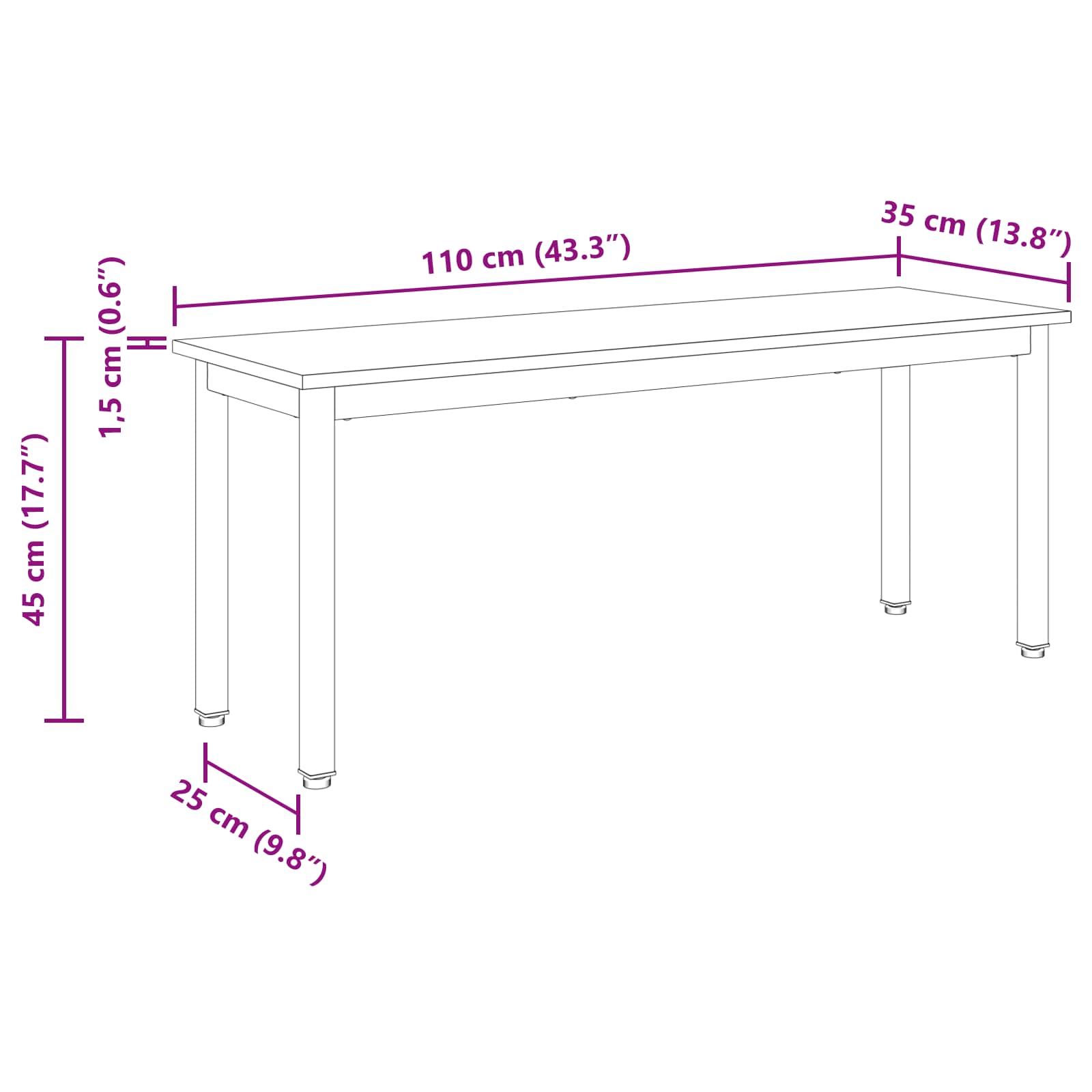 klupa Siva Sonoma 110 x 35 x 45 cm Konstruirano drvo
