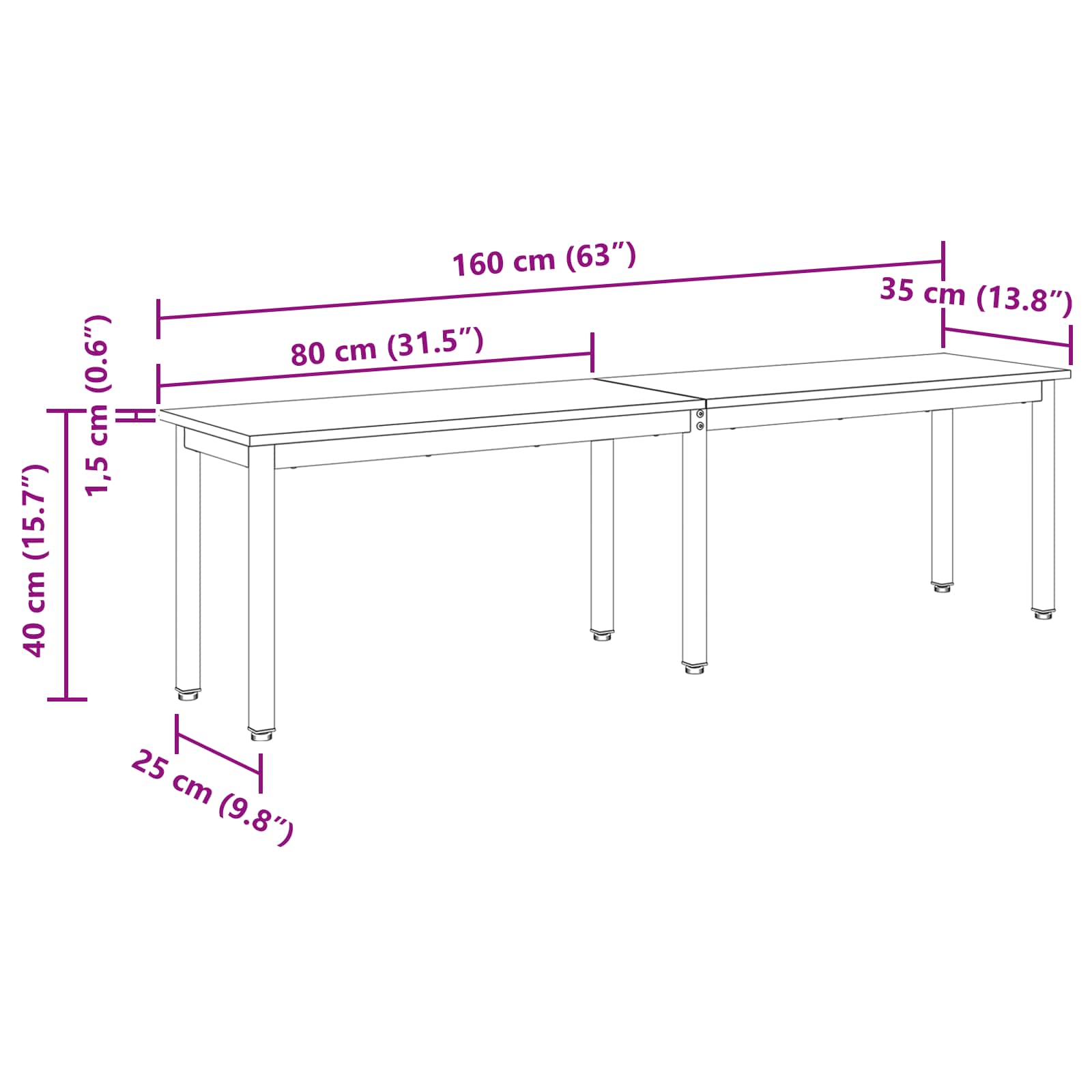 klupa Siva Sonoma 160 x 35 x 45 cm Konstruirano drvo