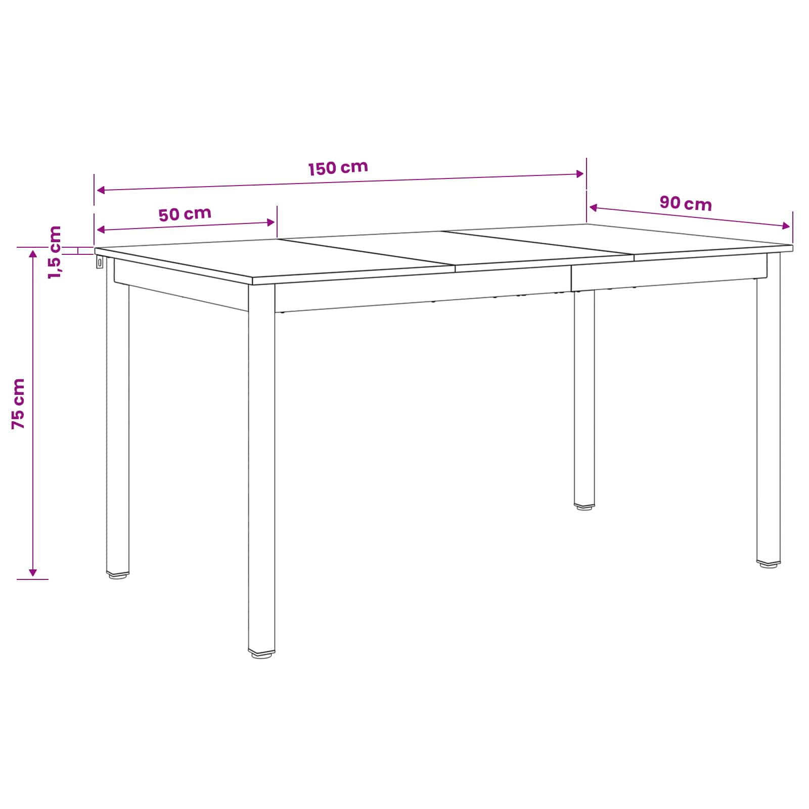 Blagovaonski stolovi 150 x 78 x 75 cm METAL
