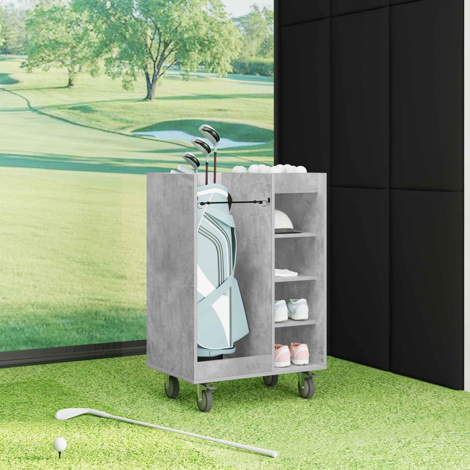 Golf ormar s kotačem Jednobojno Betonski sivi 65 x 45 x 98 cm