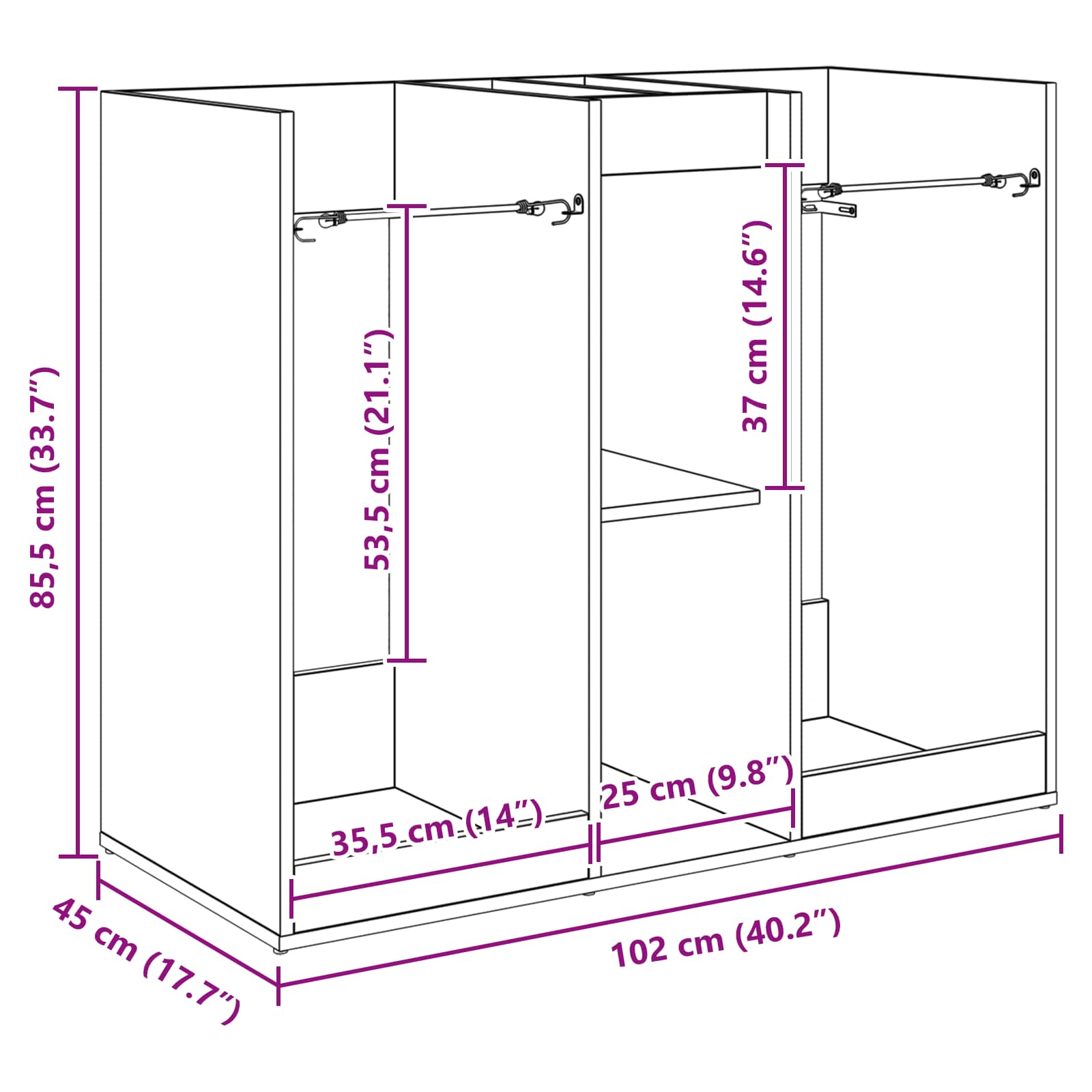 Golf ormar Jednobojno Sonoma hrast 102 x 45 x 85,5 cm