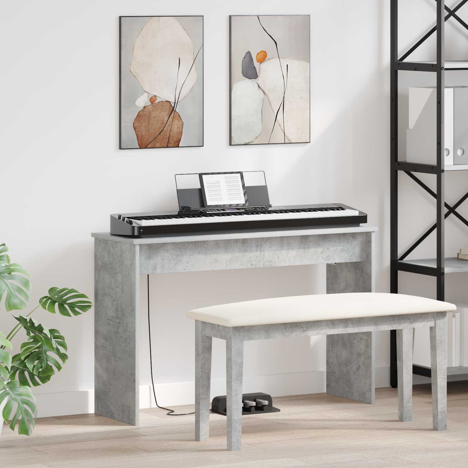 Stalak za klavijaturu Betonski sivi 100 x 32 x 64 cm