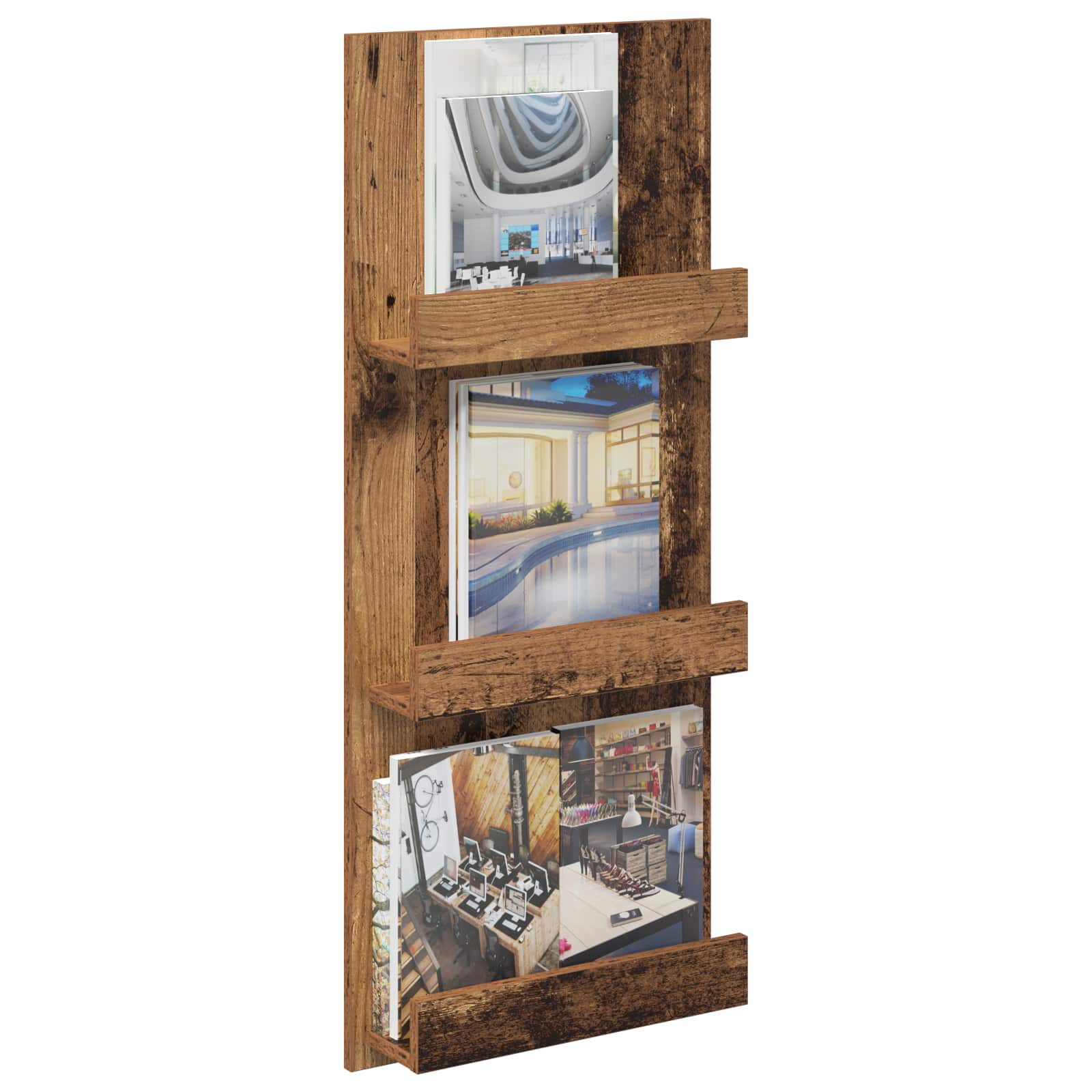 Polica za časopise s policom Staro drvo 43 x 11 x 102 cm