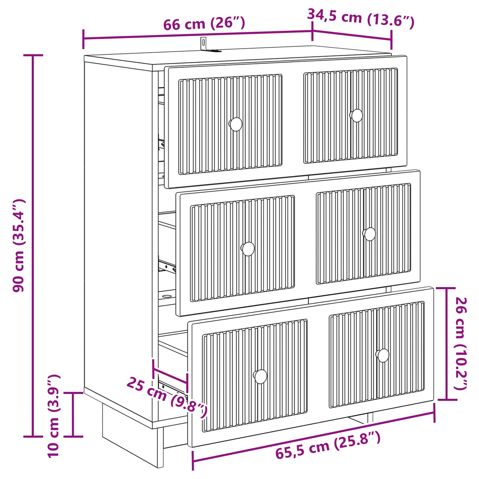 Ormar s ladicama Staro drvo 66 x 34,5 x 90 cm Konstruirano drvo