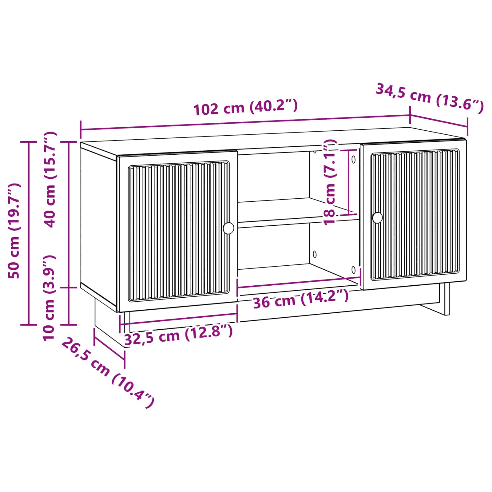TV ormar 102 x 34,5 x 50 cm Bijela Konstruirano drvo