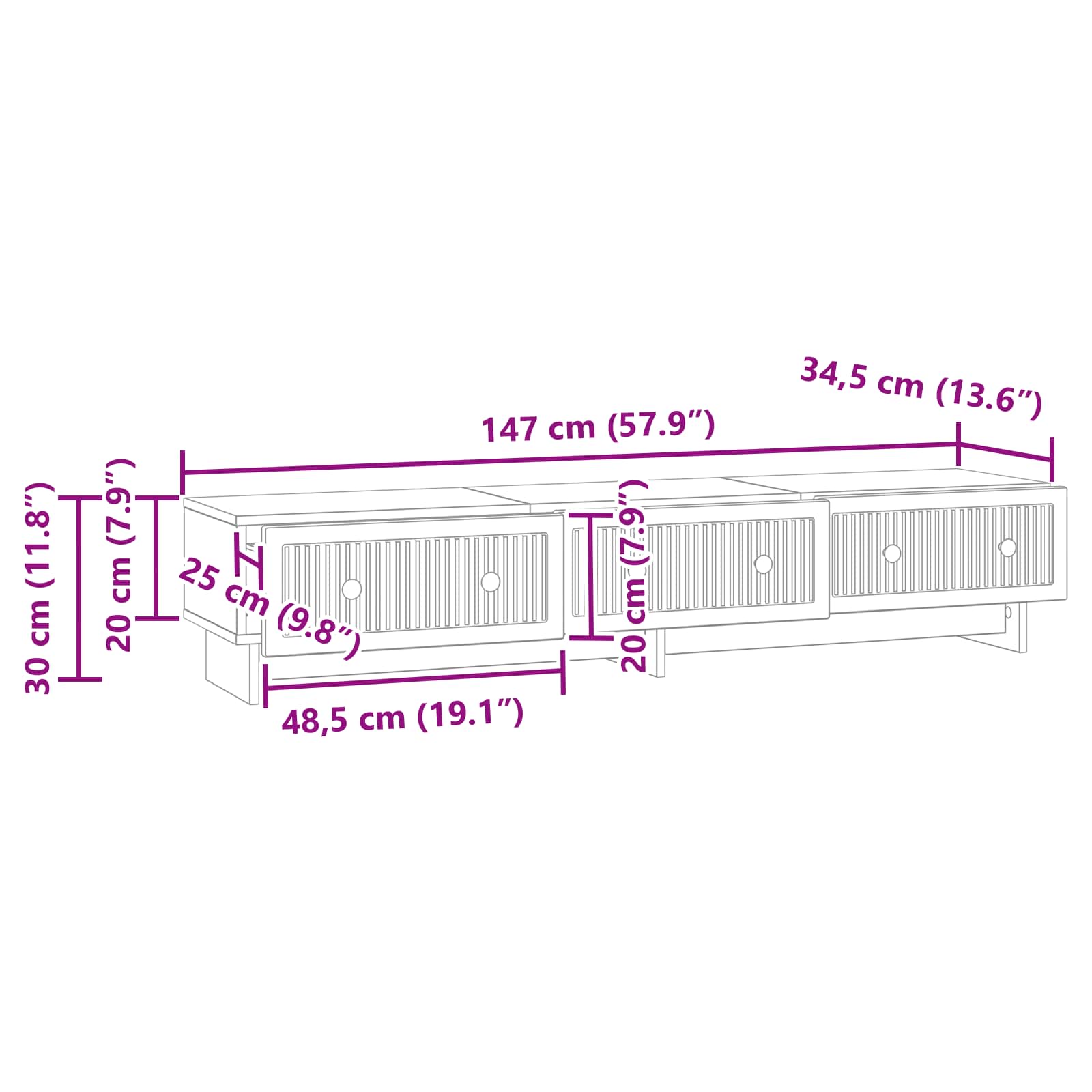 TV ormar Dimljeni hrast 147 x 34,5 x 30 cm Konstruirano drvo