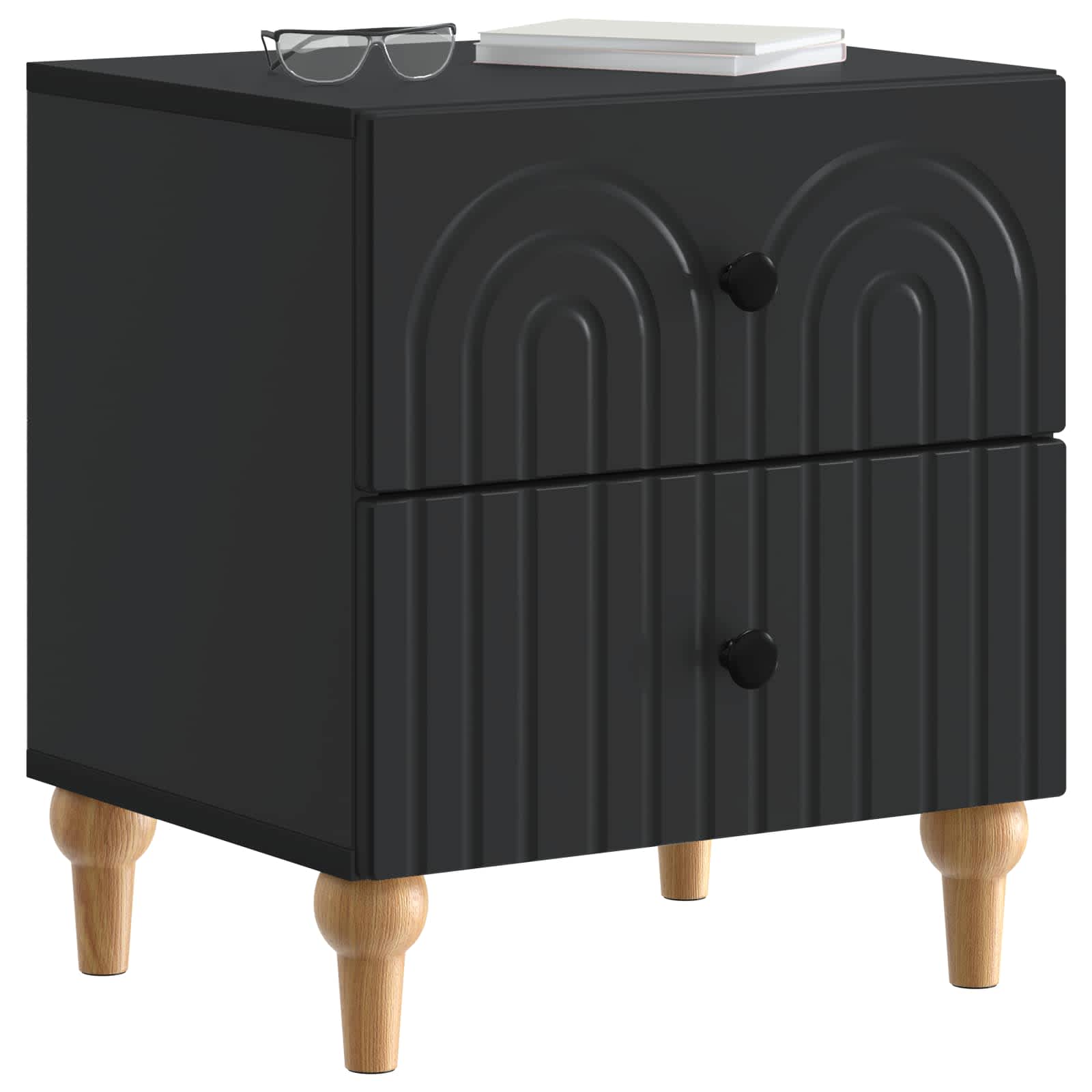 Noćni ormar s ladicama Crna 43 x 34,5 x 48 cm Konstruirano drvo