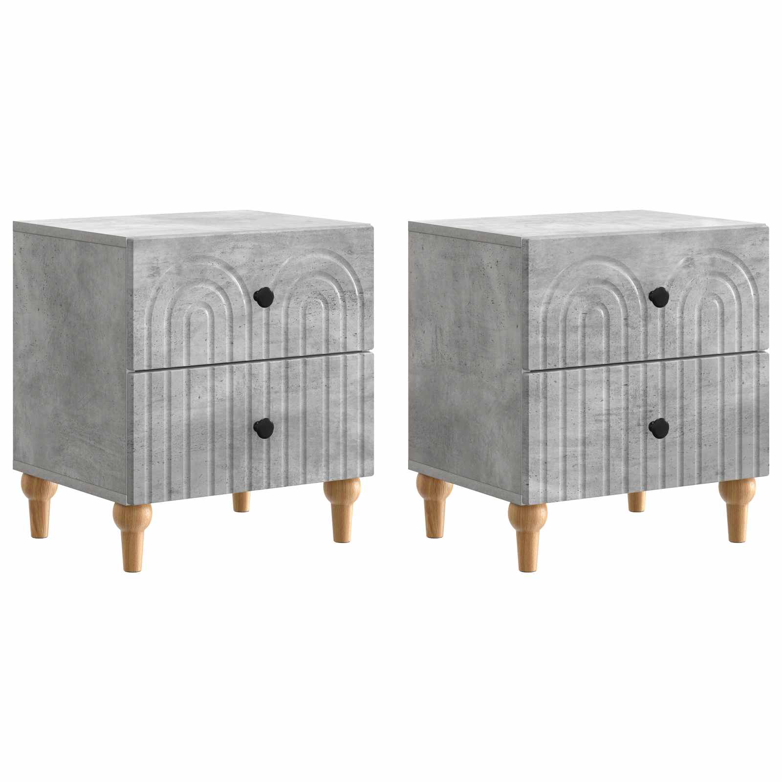 Noćni ormar s ladicama 2 pcs Betonska siva 43 x 34,5 x 48 cm