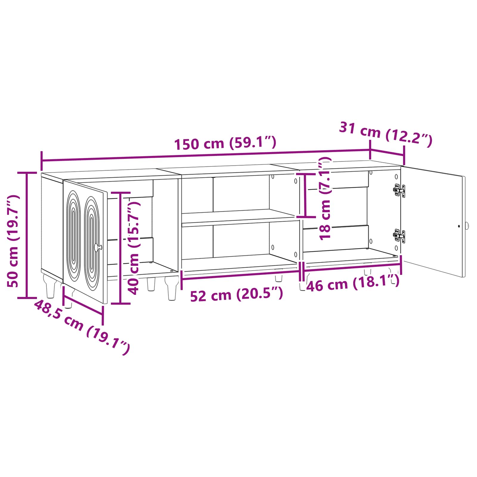 TV ormar Bijela visokog sjaja 150 x 31 x 50 cm