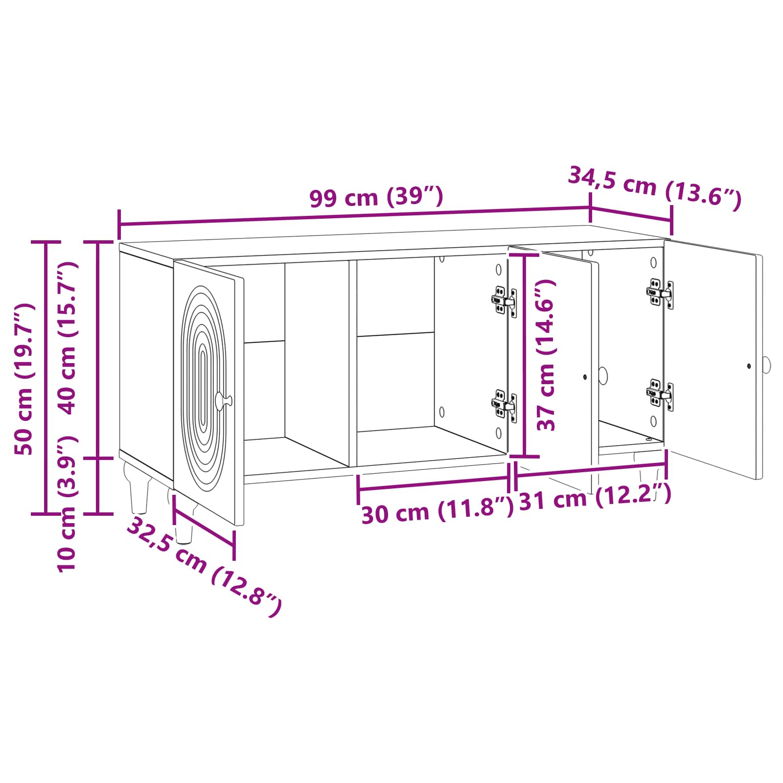 TV ormar Dimljeni hrast 99 x 34,5 x 50 cm Konstruirano drvo