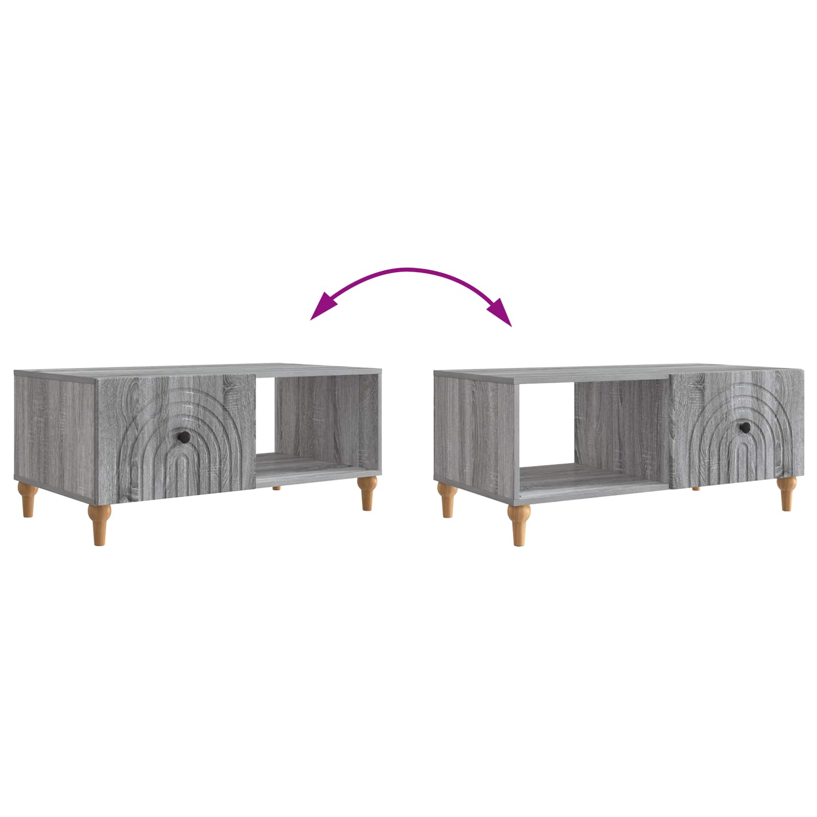 Kava Stol Siva sonoma 90 x 50 x 40 cm Konstruirano drvo