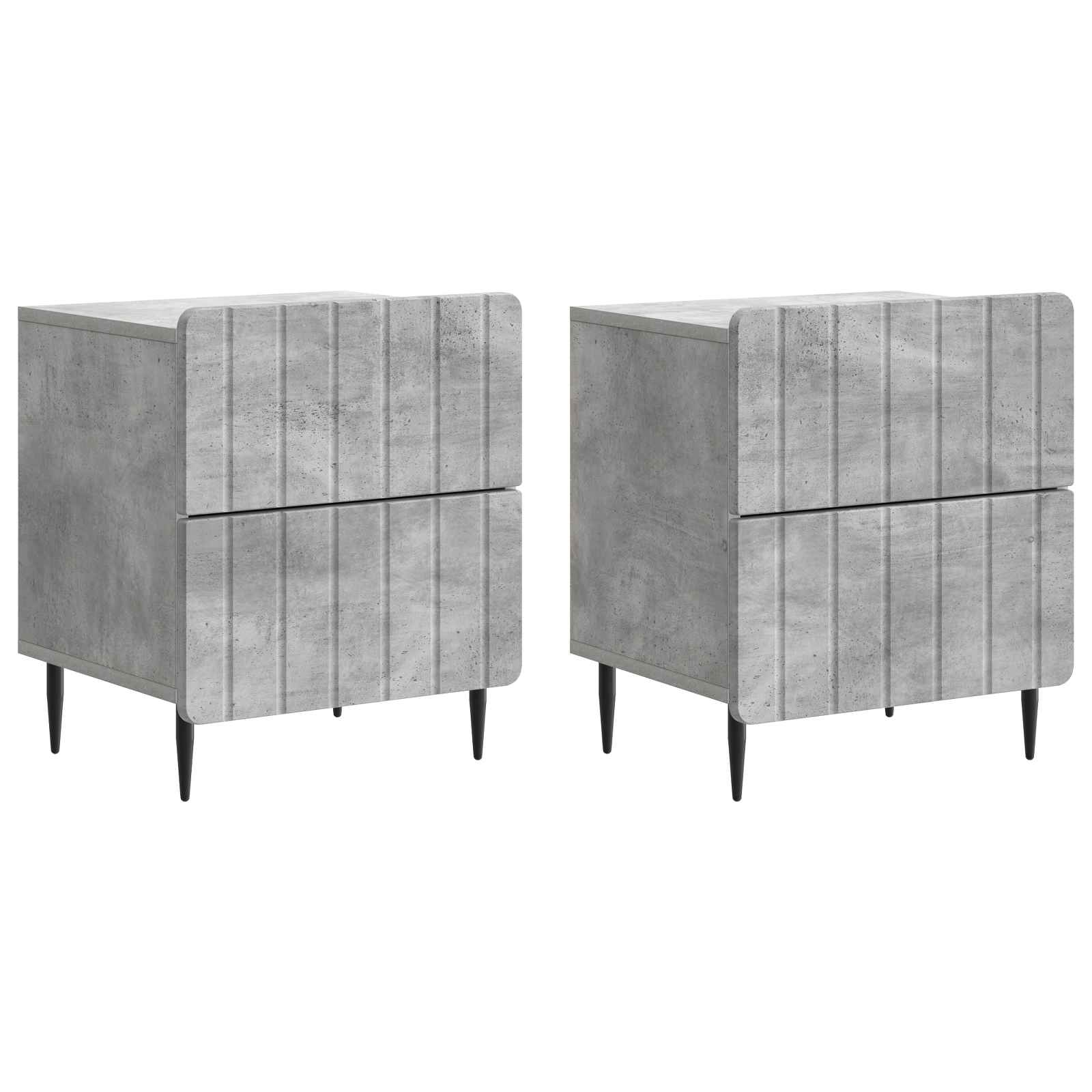 Noćni ormar s ladicama 2 pcs Betonska siva 43 x 34,5 x 49,5 cm