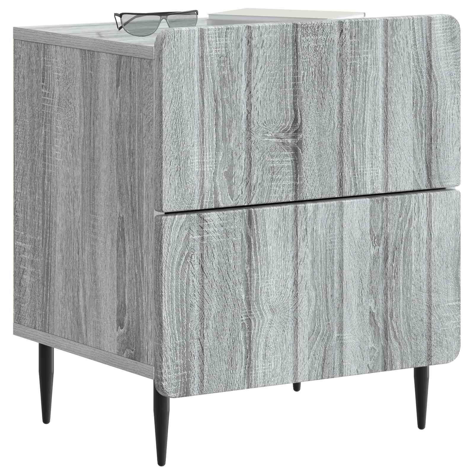 Noćni ormar s ladicama 2 pcs Siva sonoma 43 x 34,5 x 49,5 cm