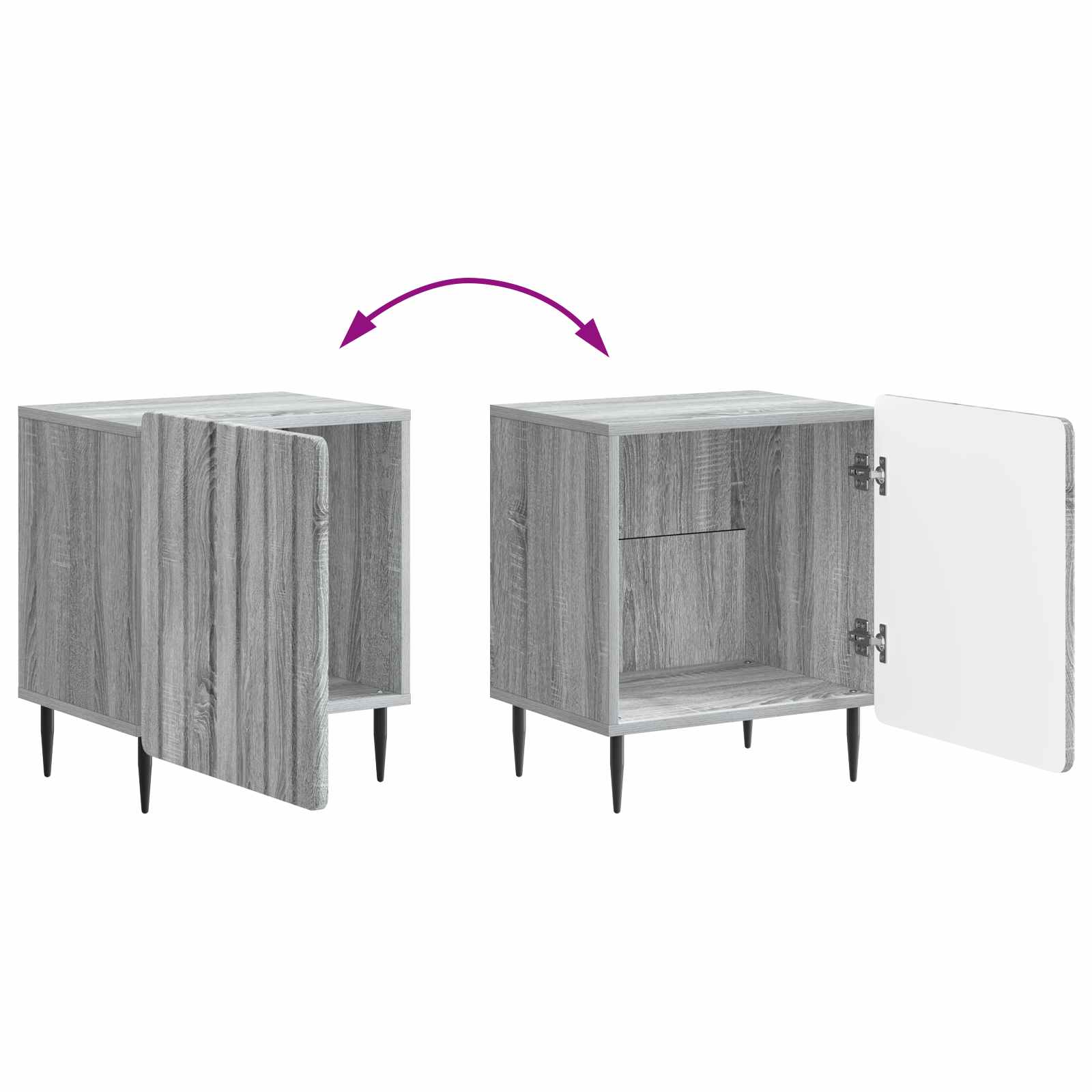 Noćni ormar 2 pcs Siva sonoma 43 x 34,5 x 52 cm
