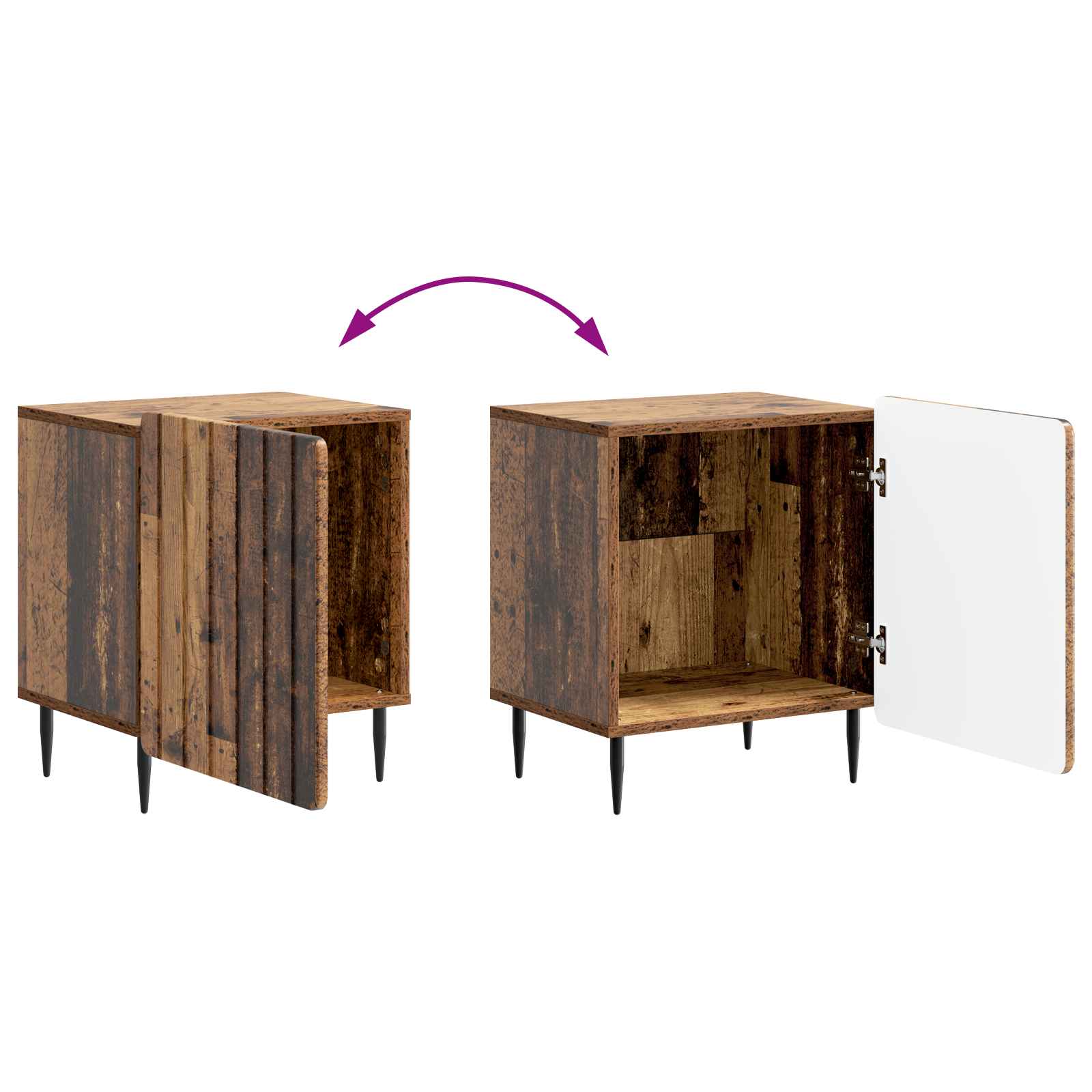 Noćni ormar 2 pcs Staro drvo 43 x 34,5 x 52 cm