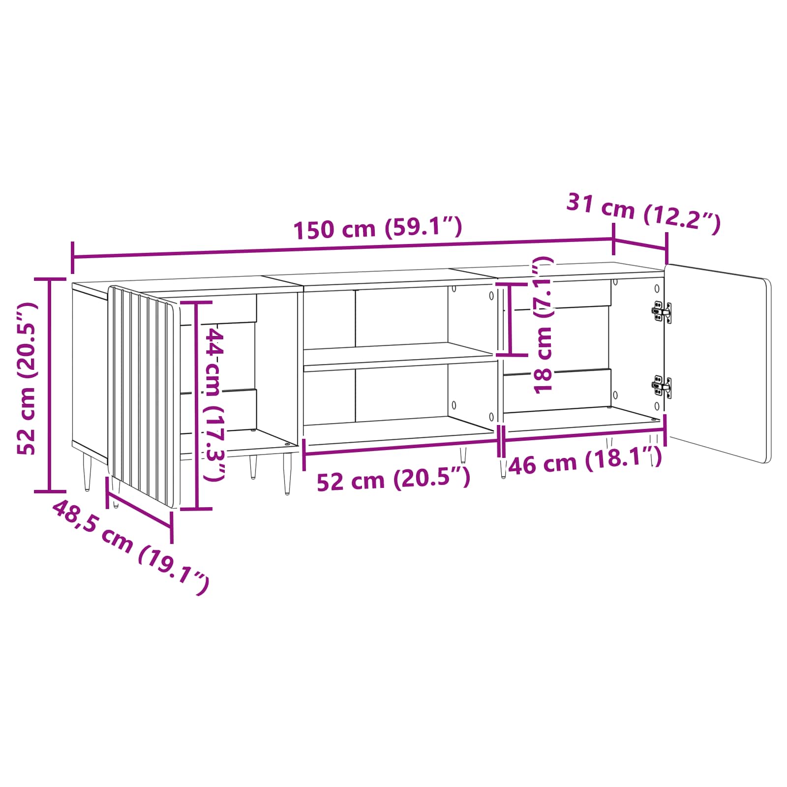 TV ormar Bijela 150 x 31 x 52 cm Konstruirano drvo