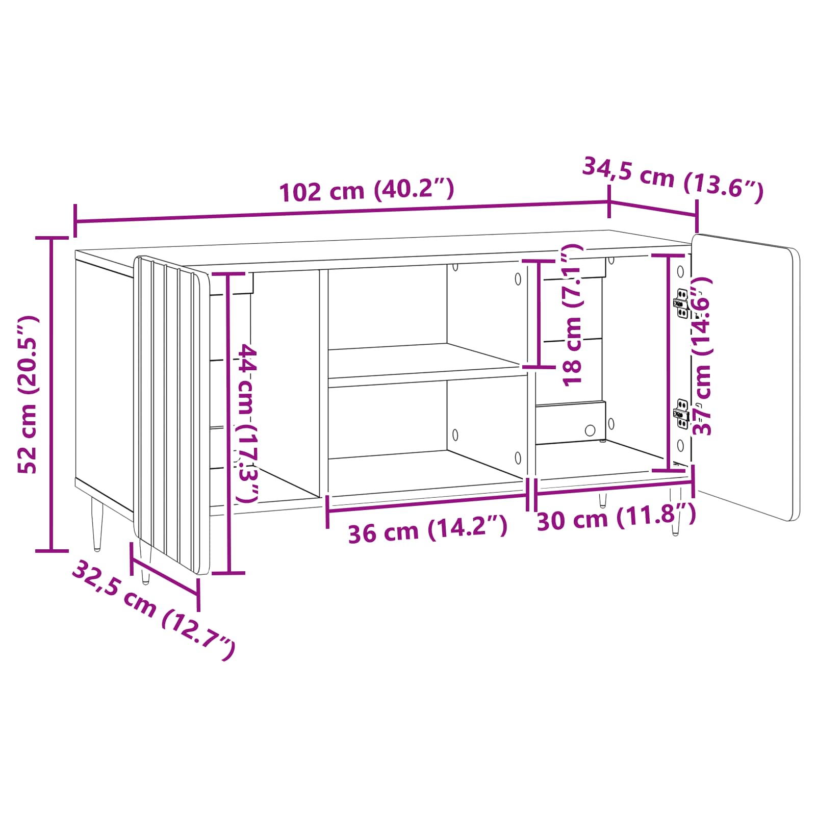 TV ormar Siva sonoma 102 x 34,5 x 52 cm Konstruirano drvo
