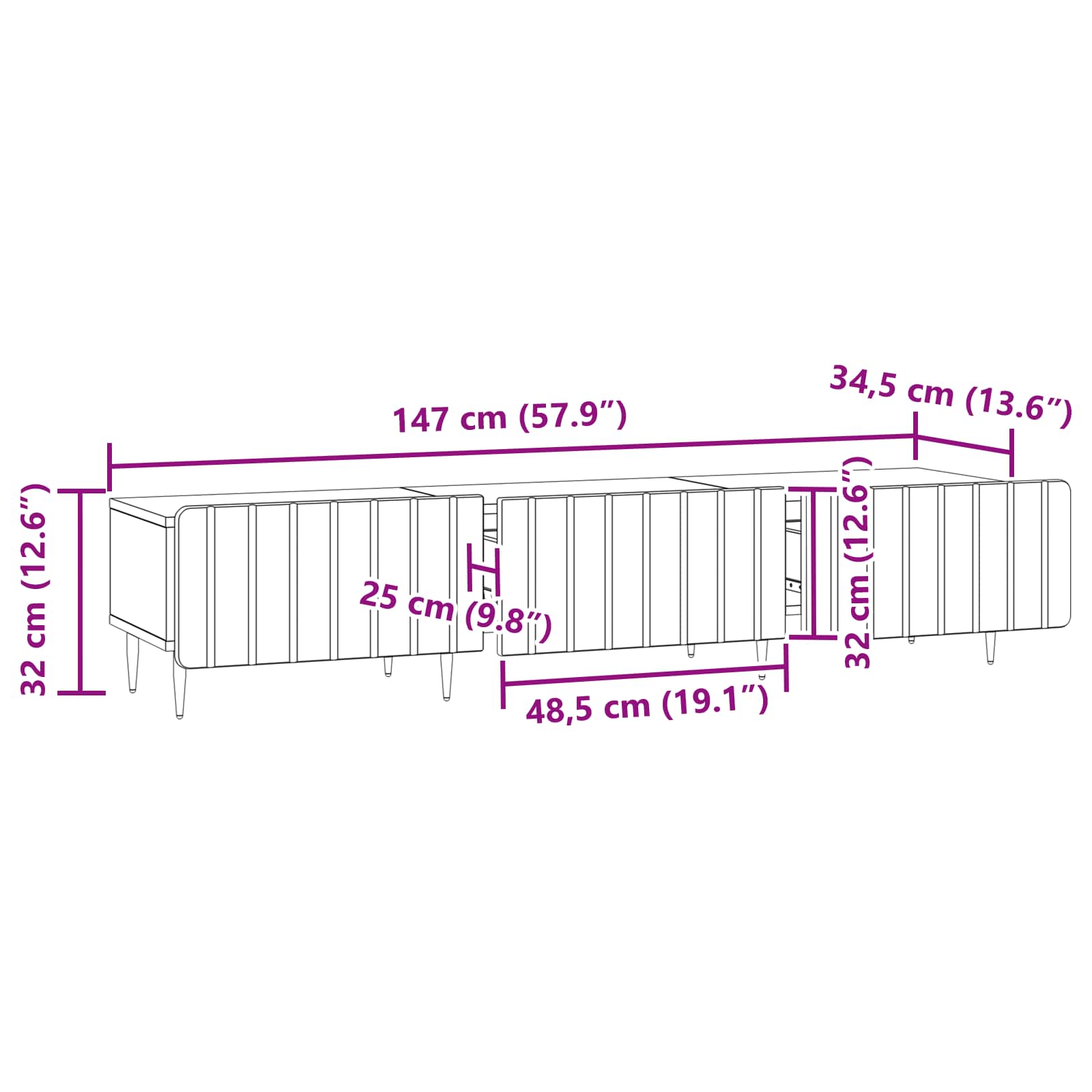TV ormar Staro drvo 147 x 34,5 x 32 cm Konstruirano drvo