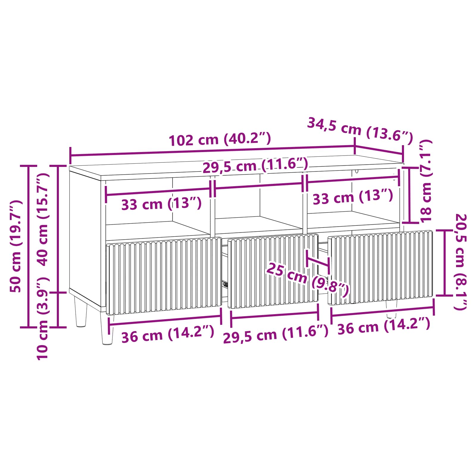 TV ormar s ladicama Crna 102 x 34,5 x 50 cm Konstruirano drvo