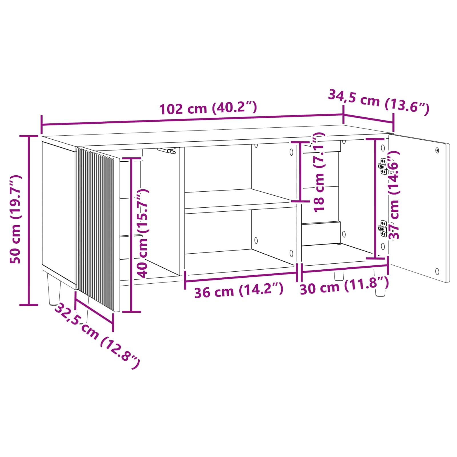 TV ormar Bijela visokog sjaja 102 x 34,5 x 50 cm