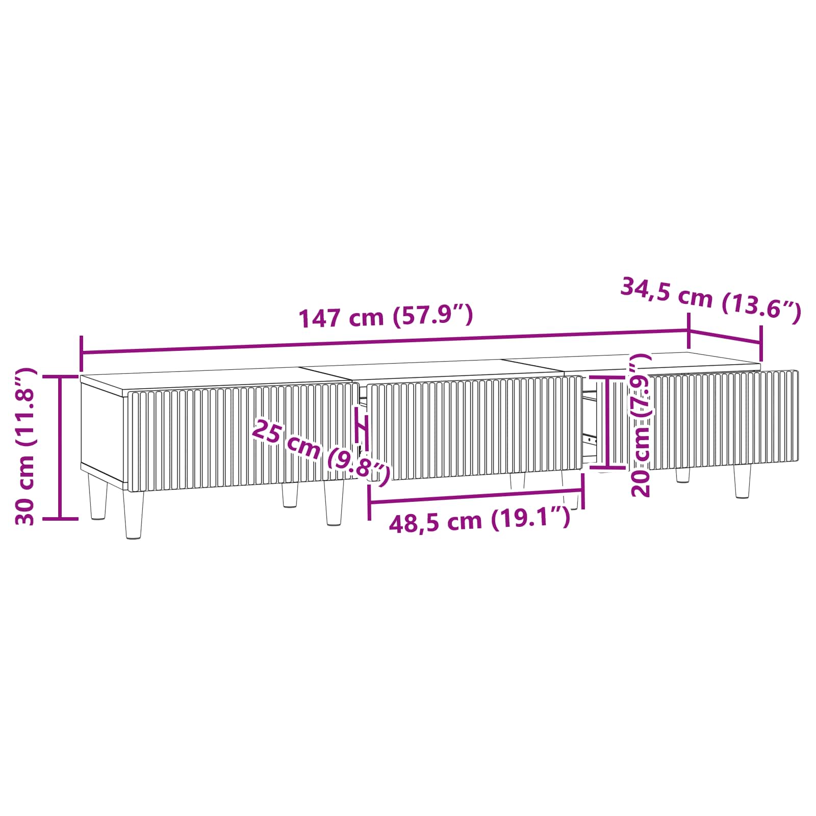 TV ormar Siva sonoma 147 x 34,5 x 30 cm Konstruirano drvo