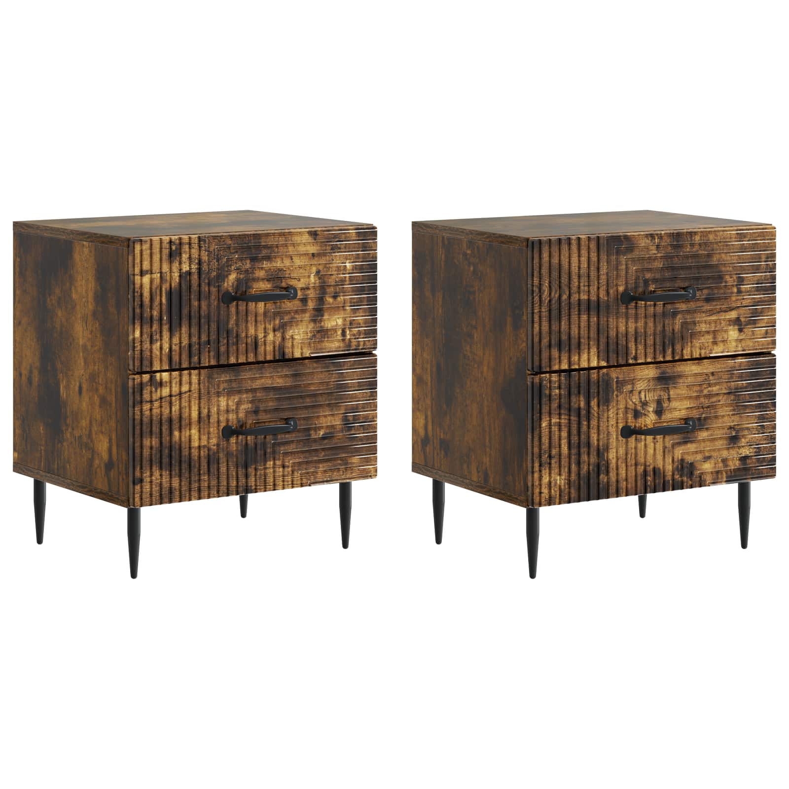 Noćni ormar s ladicama 2 pcs Dimljeni hrast 43 x 34,5 x 47,5 cm
