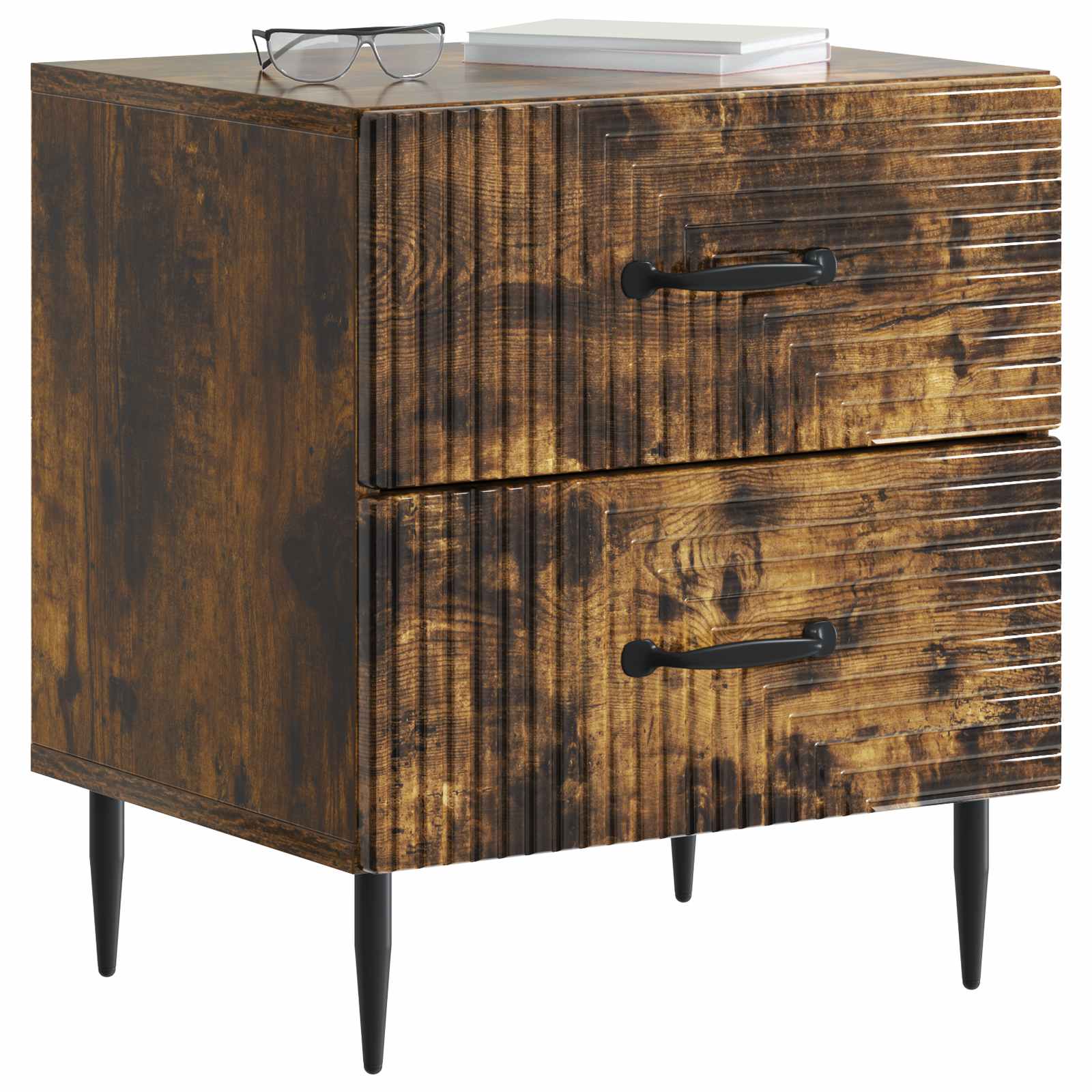 Noćni ormar s ladicama 2 pcs Dimljeni hrast 43 x 34,5 x 47,5 cm