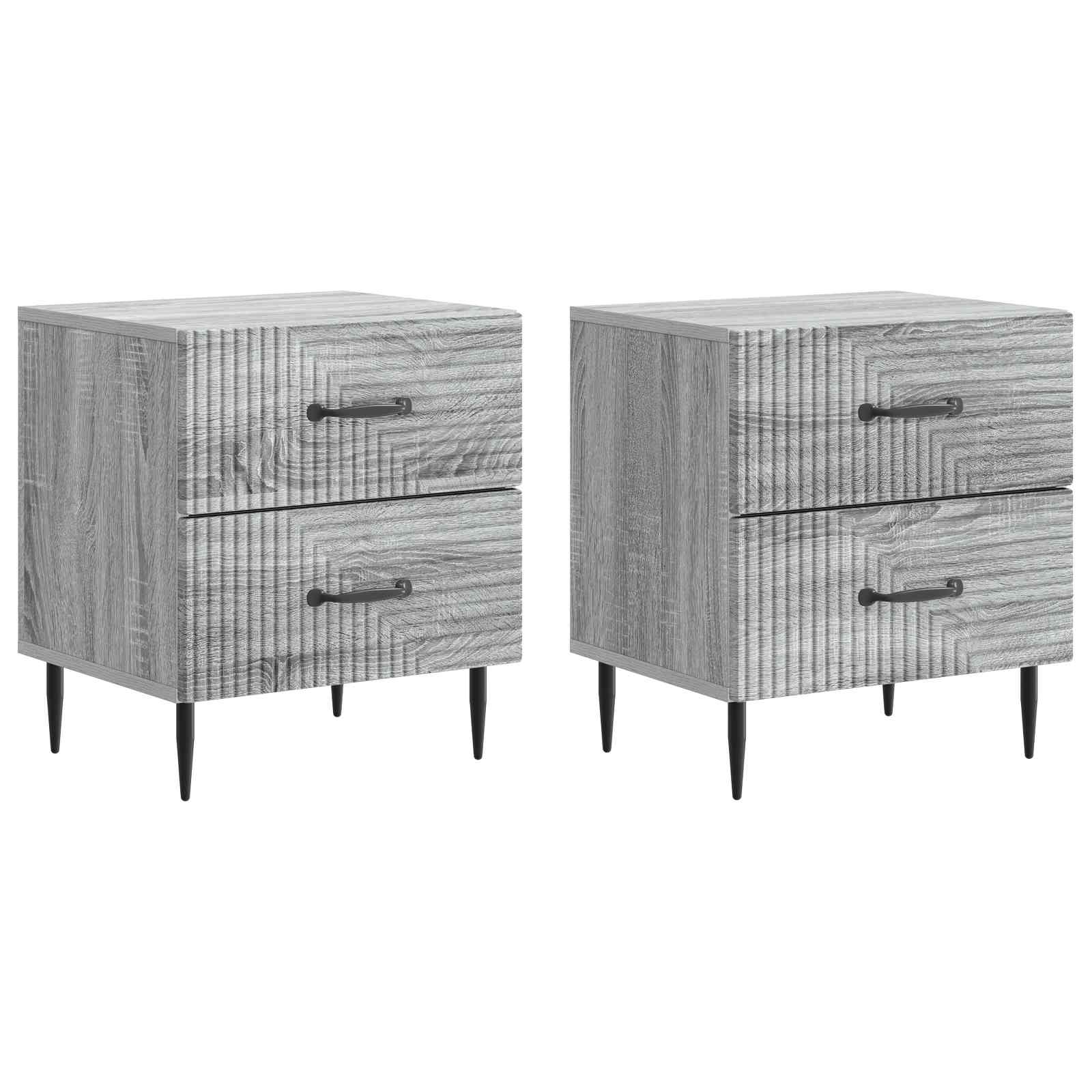 Noćni ormar s ladicama 2 pcs Siva sonoma 43 x 34,5 x 47,5 cm