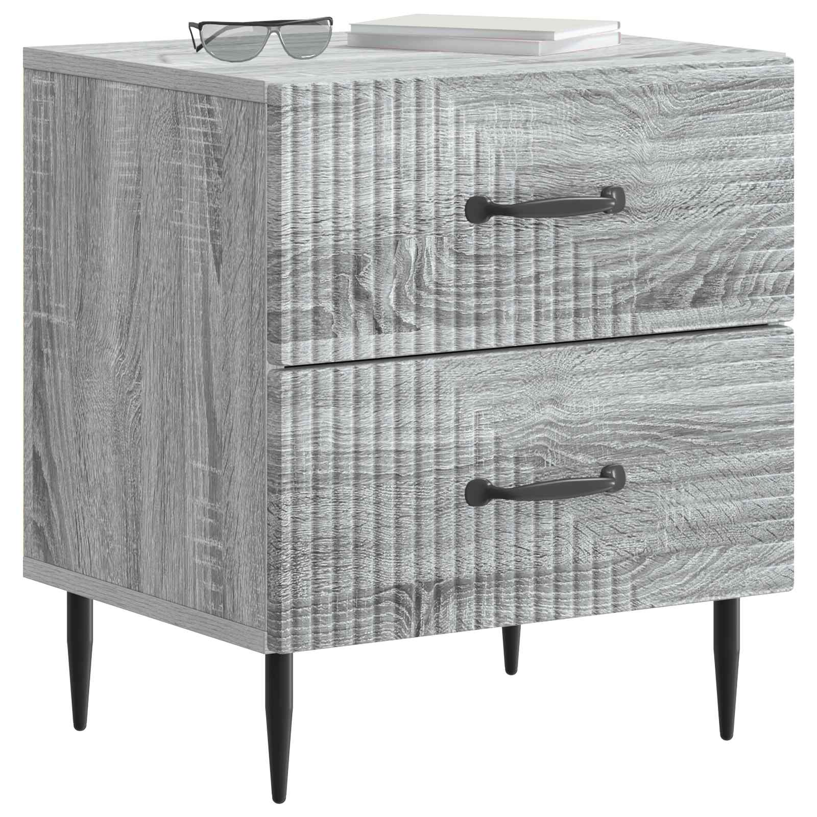 Noćni ormar s ladicama 2 pcs Siva sonoma 43 x 34,5 x 47,5 cm