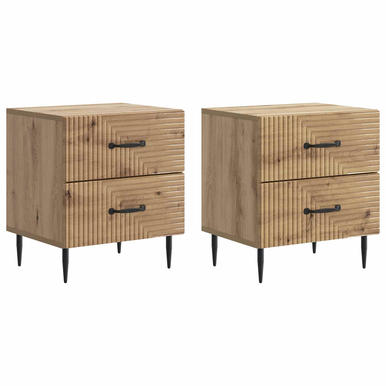 Noćni ormar s ladicama 2 pcs Hrast artisan 43 x 34,5 x 47,5 cm